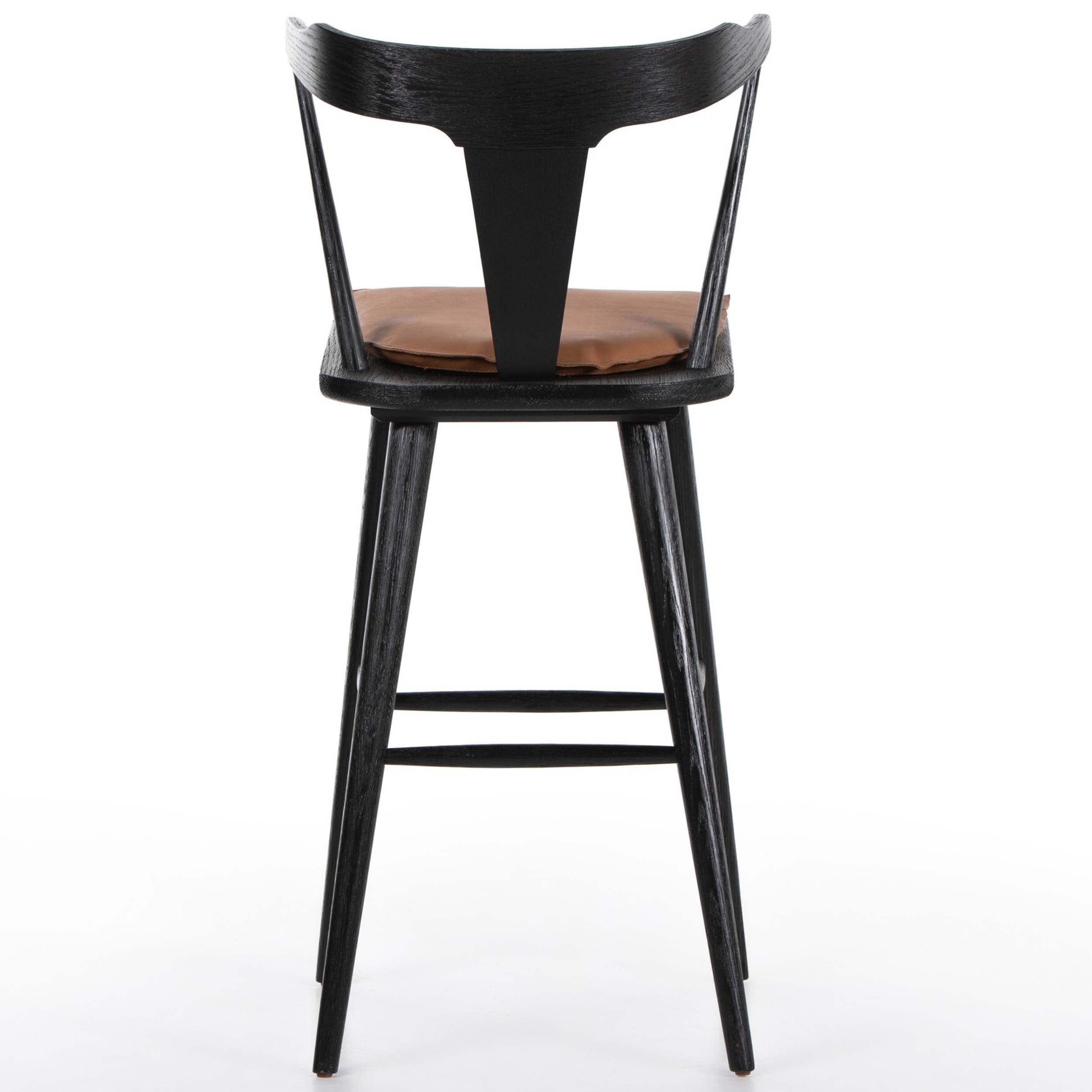 Ripley Bar + Counter Stool, Whiskey Saddle, Black Oak