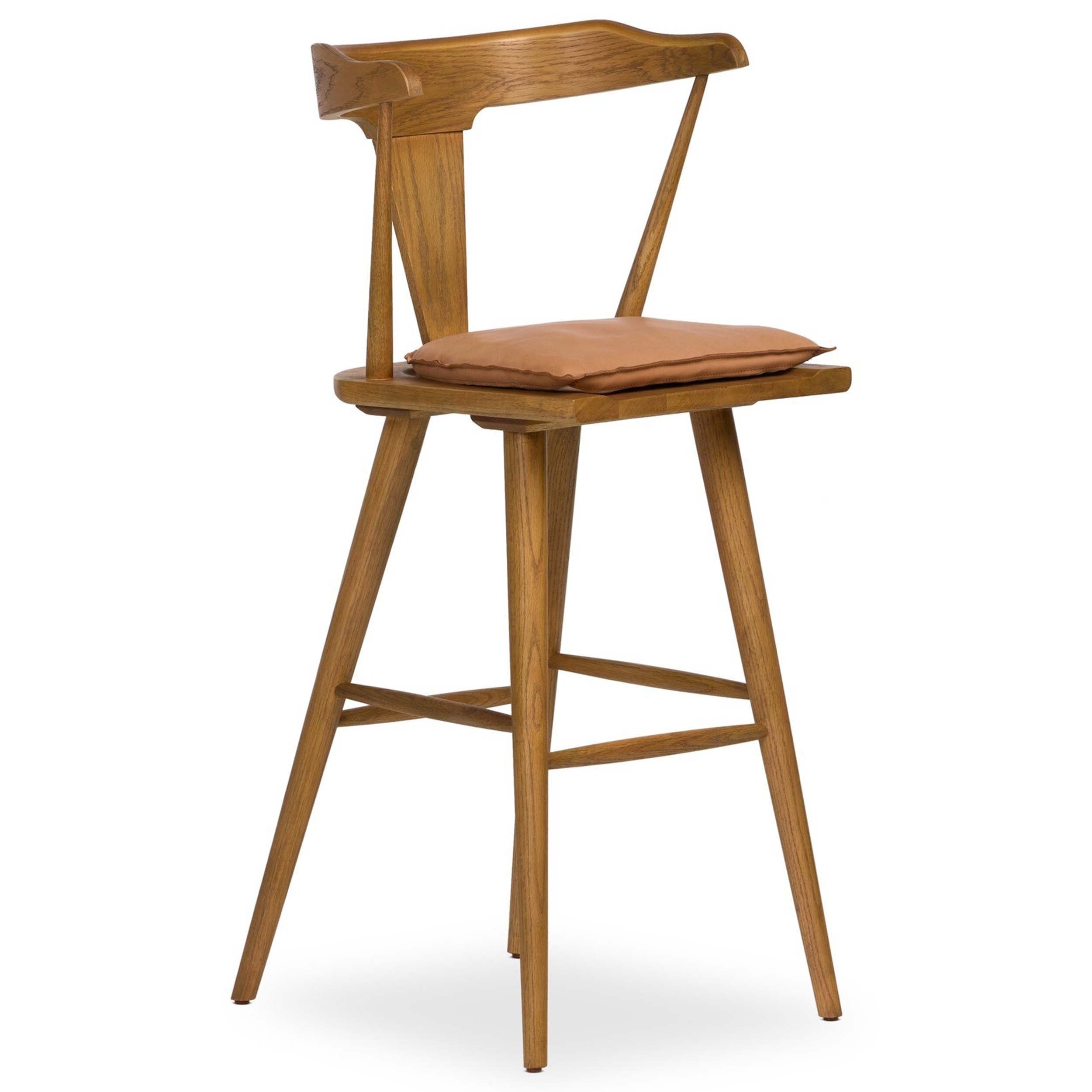 Ripley Bar + Counter Stool, Whiskey Saddle, Sandy Oak