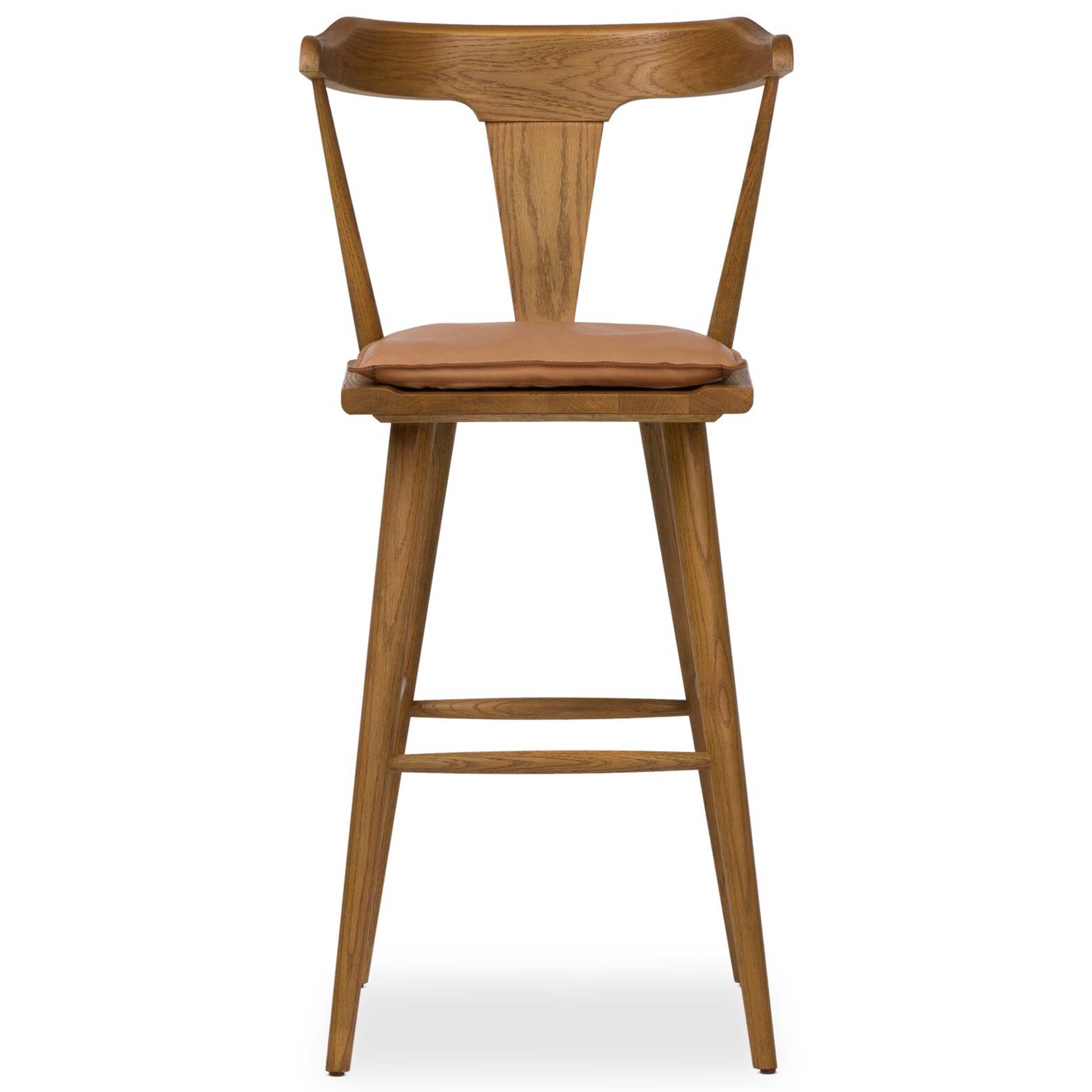 Ripley Bar + Counter Stool, Whiskey Saddle, Sandy Oak