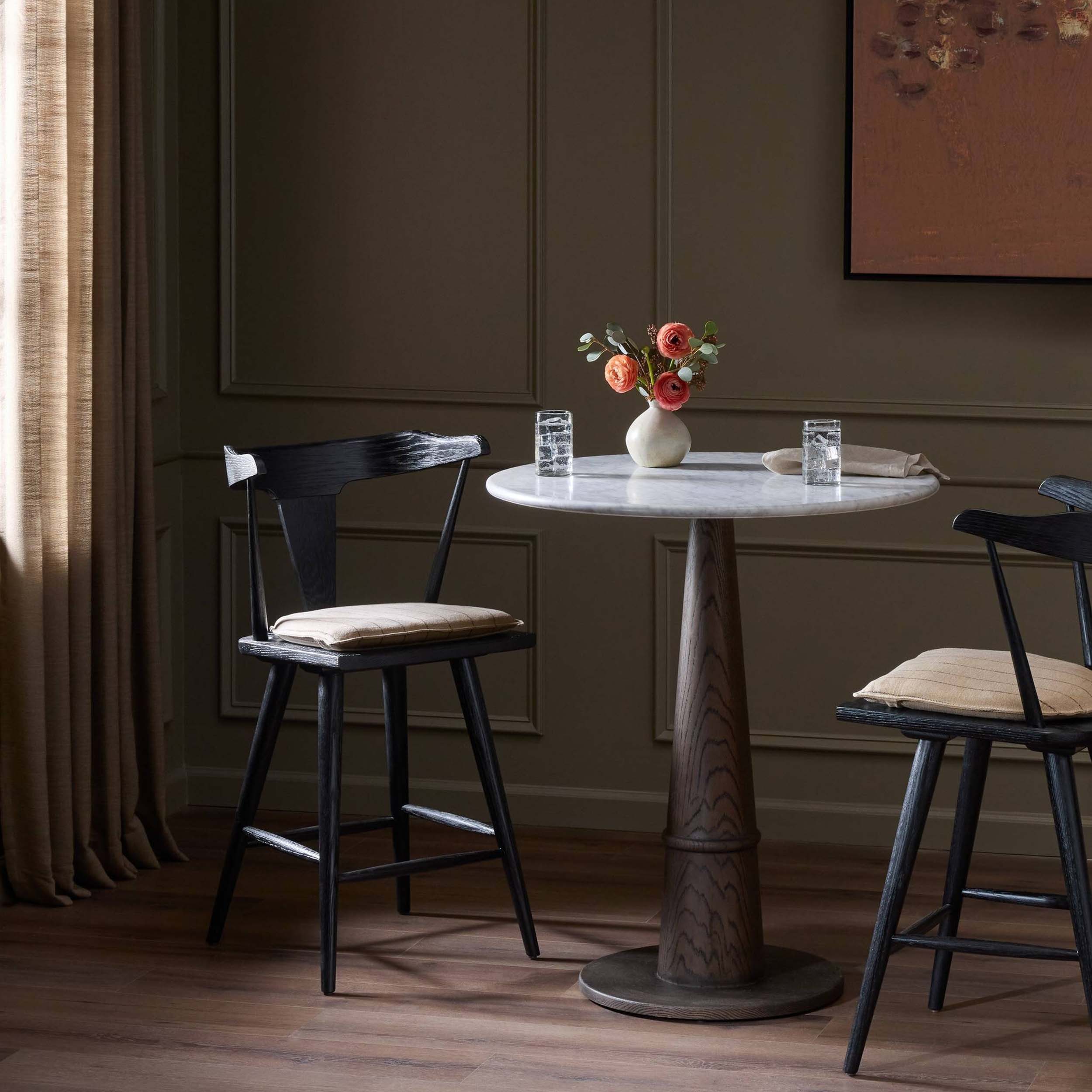 Ripley Bar + Counter Stool, Lavon Flint, Black Oak