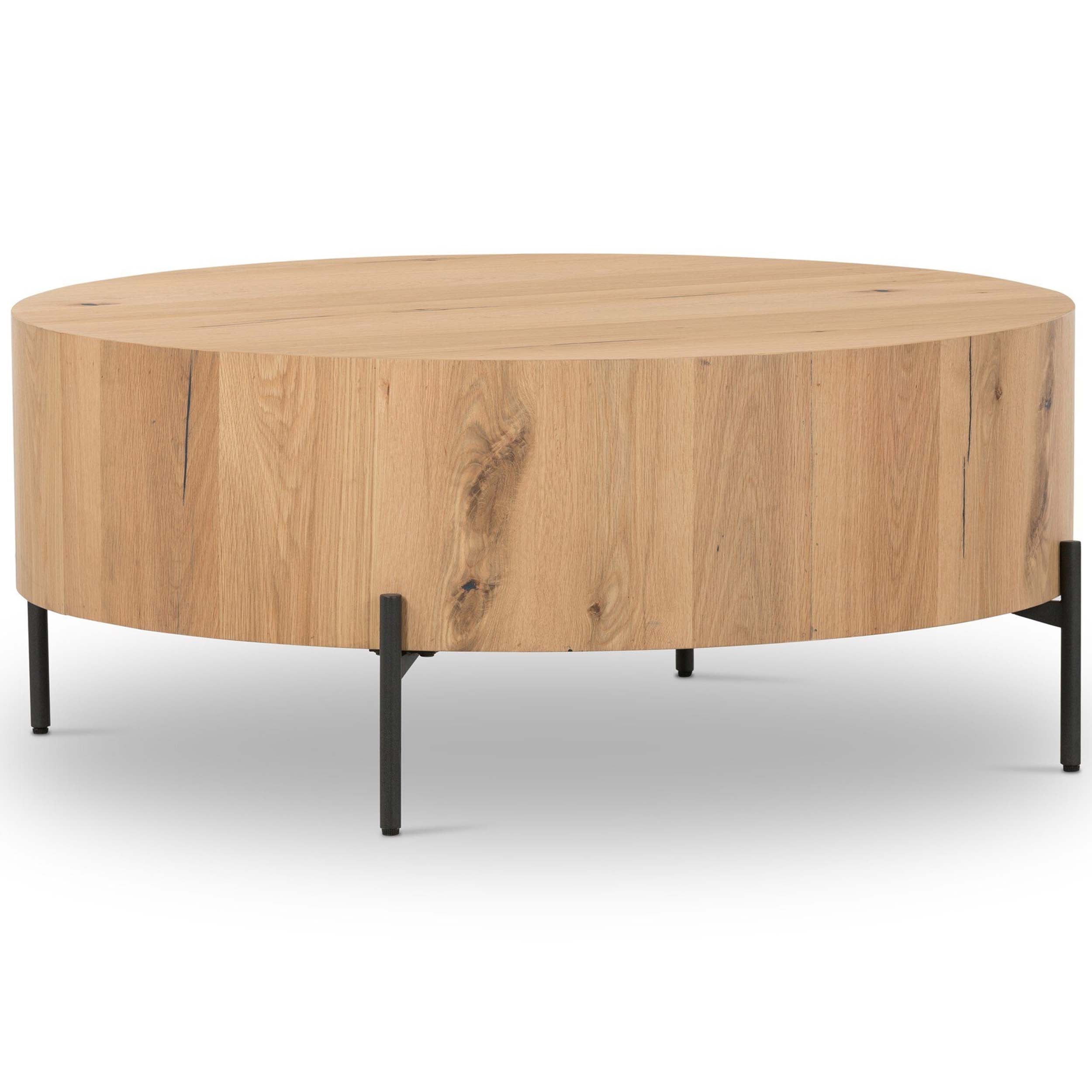 Eaton Drum Coffee Table, Light Oak Resin