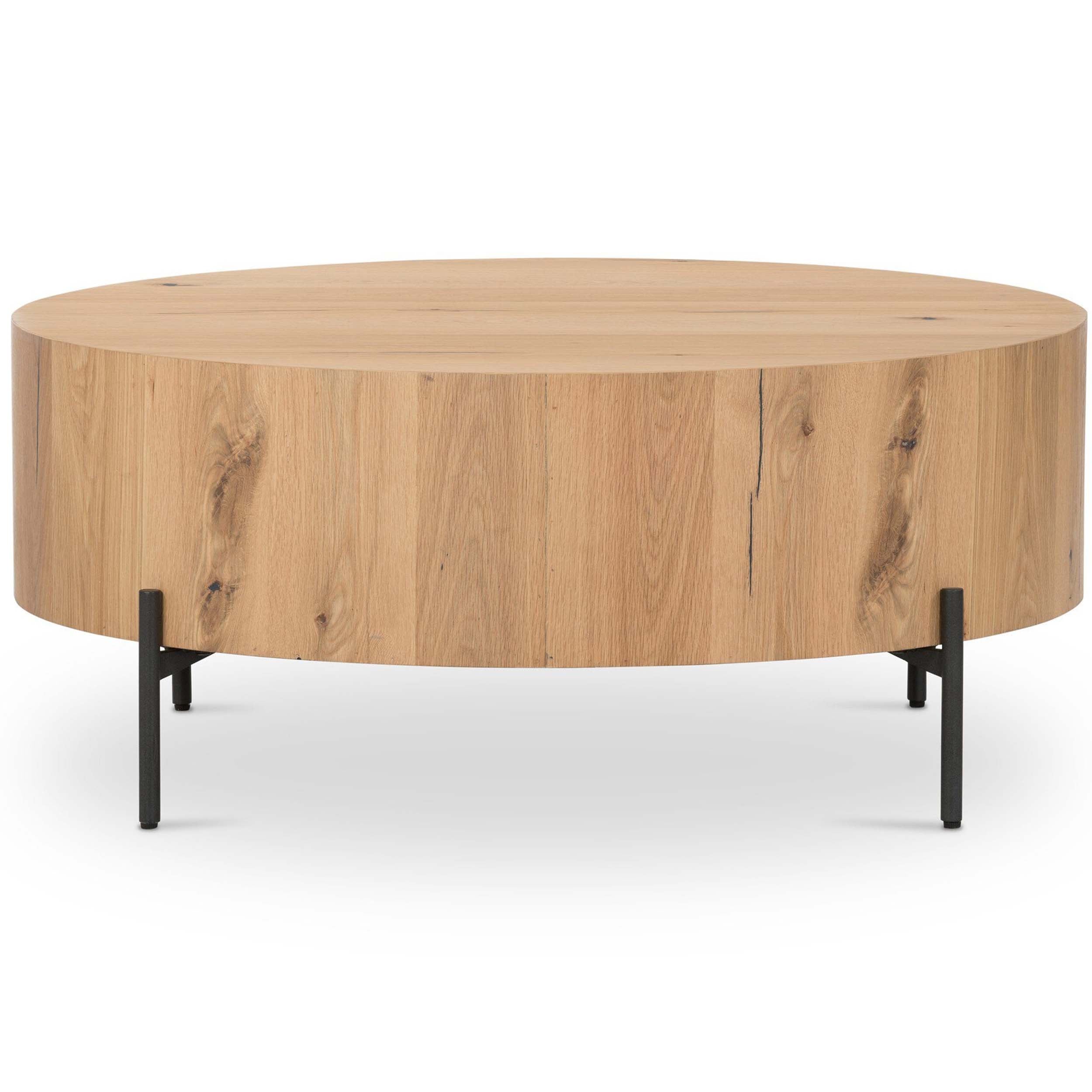 Eaton Drum Coffee Table, Light Oak Resin