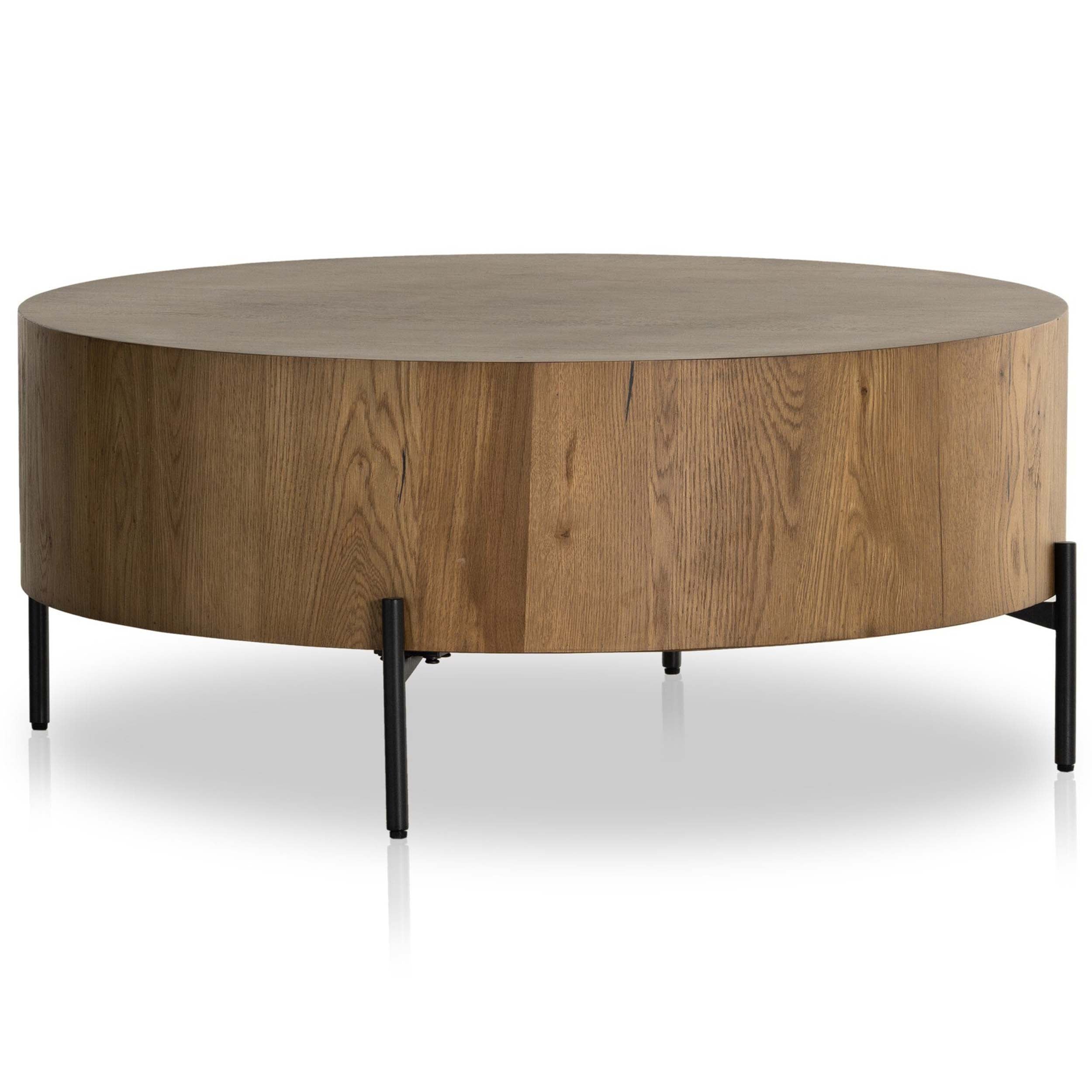 Eaton Drum Coffee Table, Amber Oak Resin