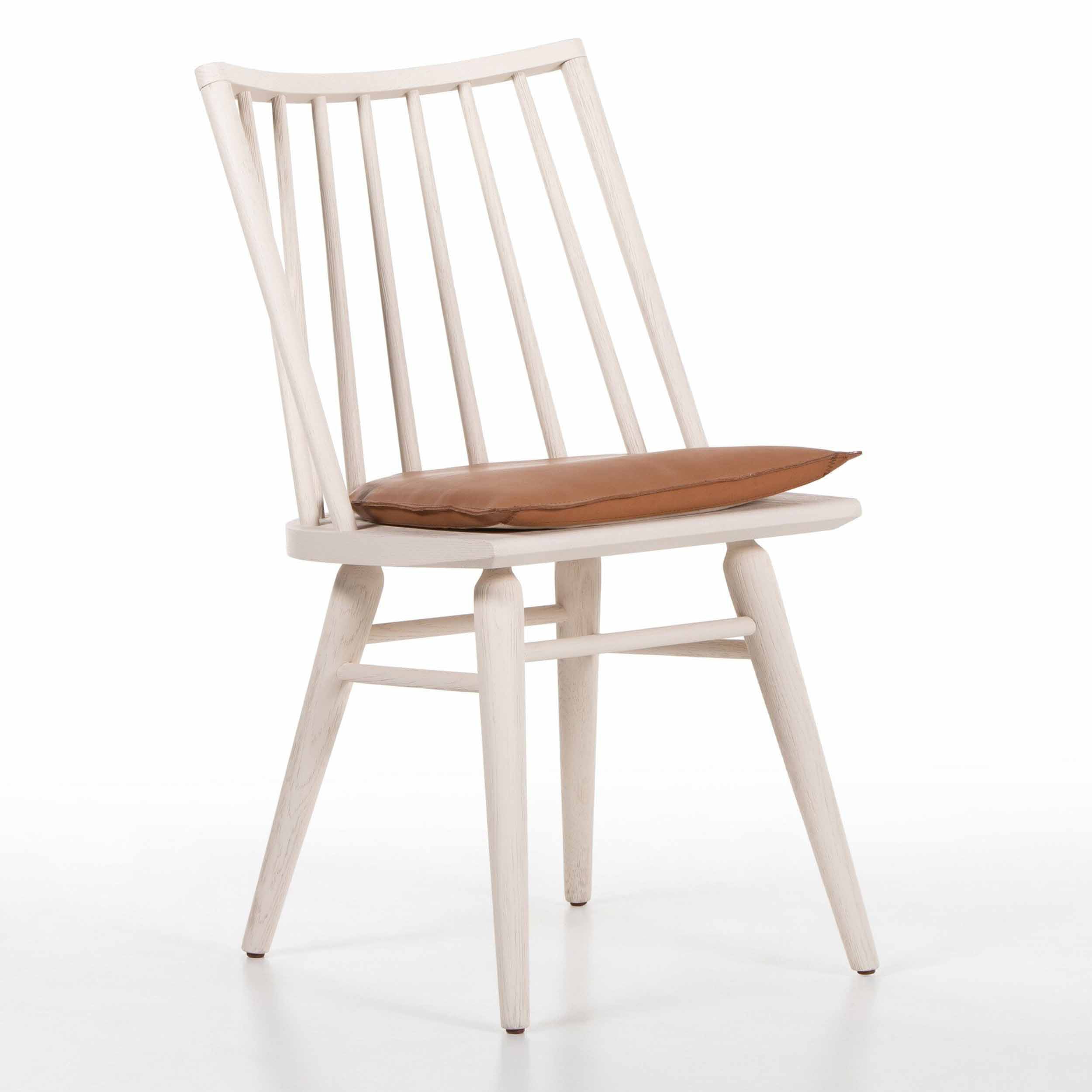 Lewis Windsor Chair, Whiskey Saddle, Off White