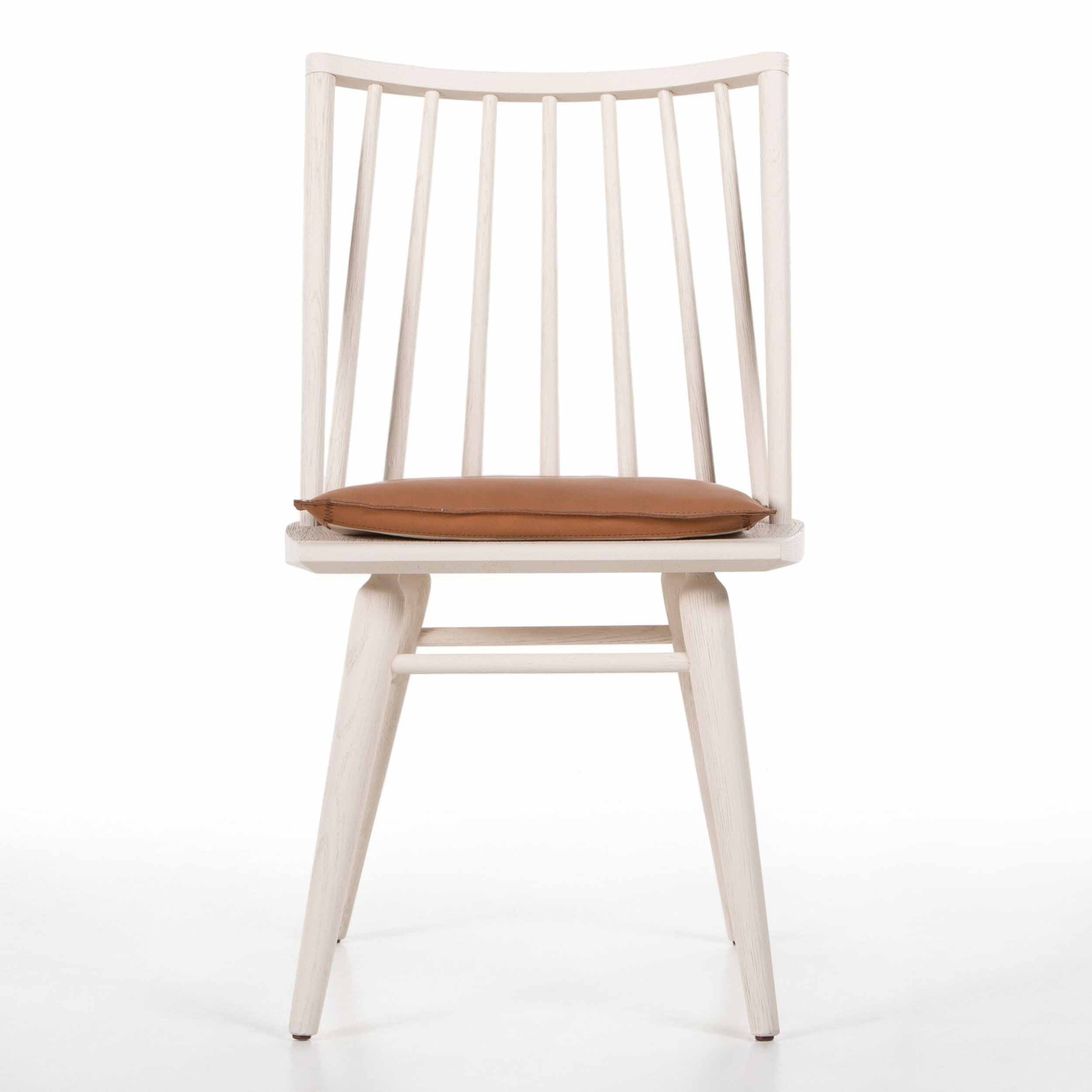 Lewis Windsor Chair, Whiskey Saddle, Off White