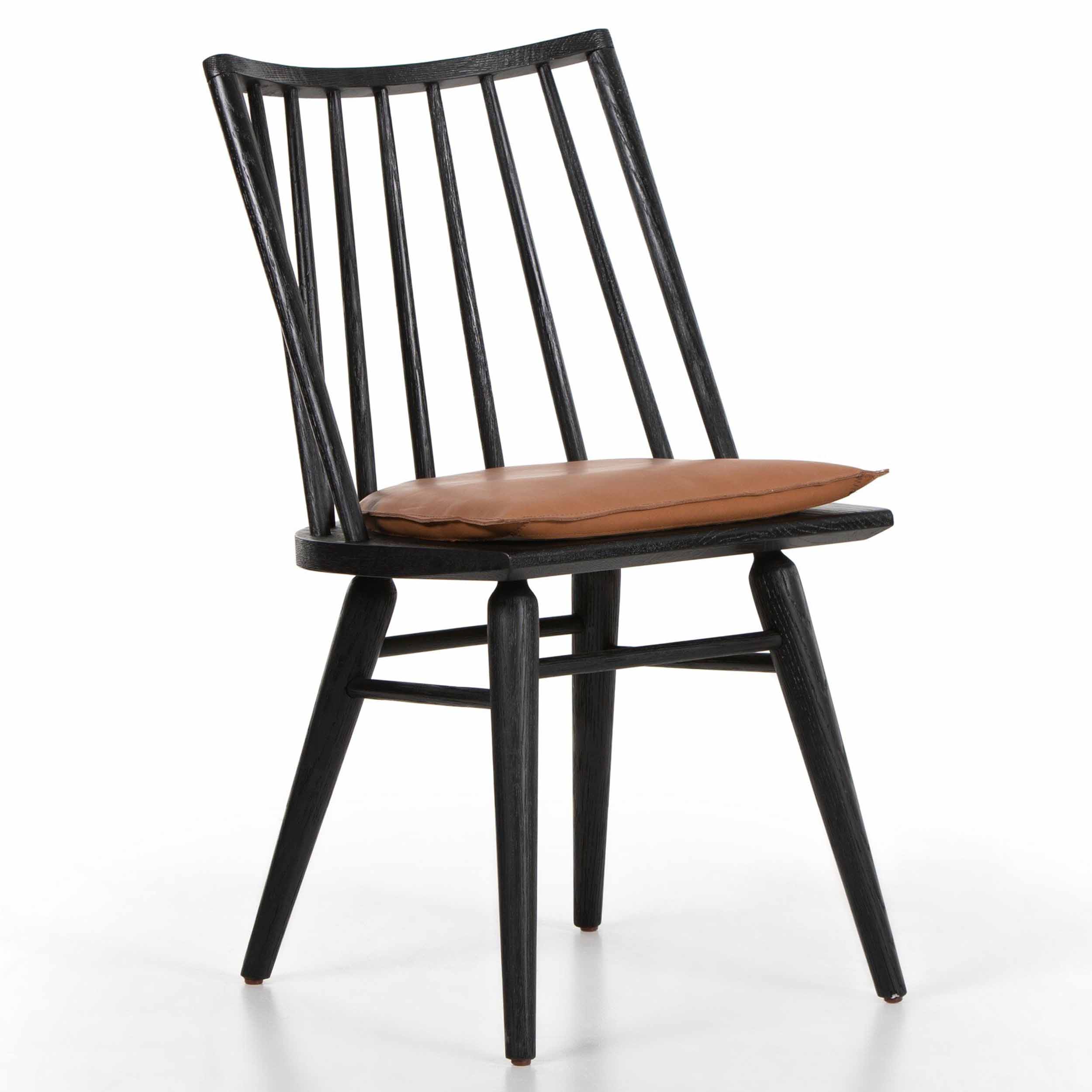 Lewis Windsor Chair, Whiskey Saddle, Black Oak