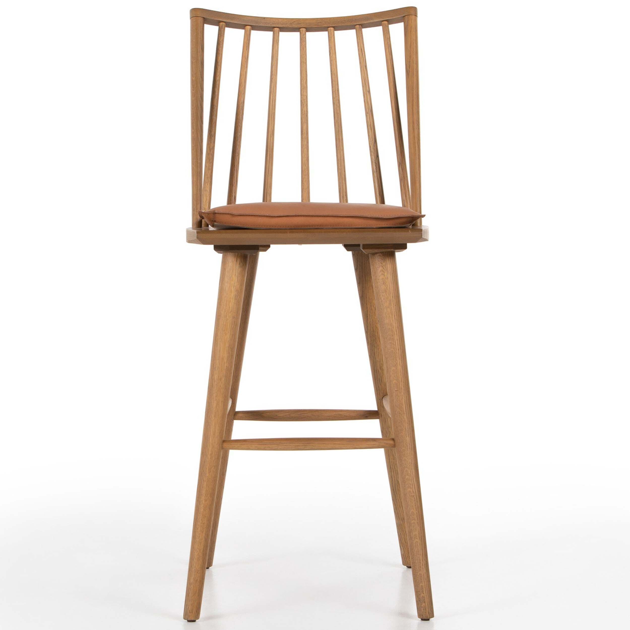 Lewis Windsor Bar + Counter Stool, Whiskey Saddle, Sandy Oak