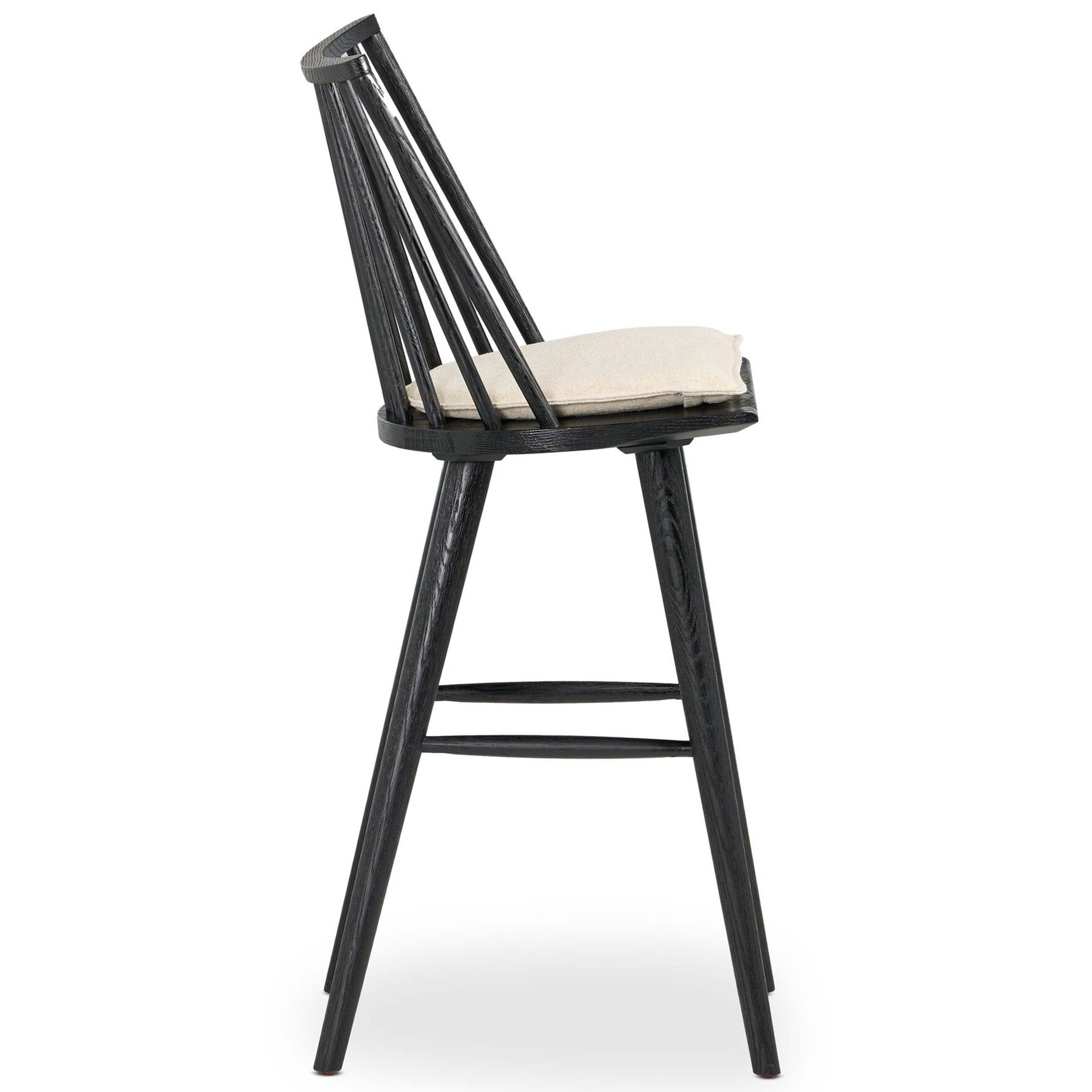 Lewis Windsor Bar + Counter Stool, Antwerp Natural, Black Oak