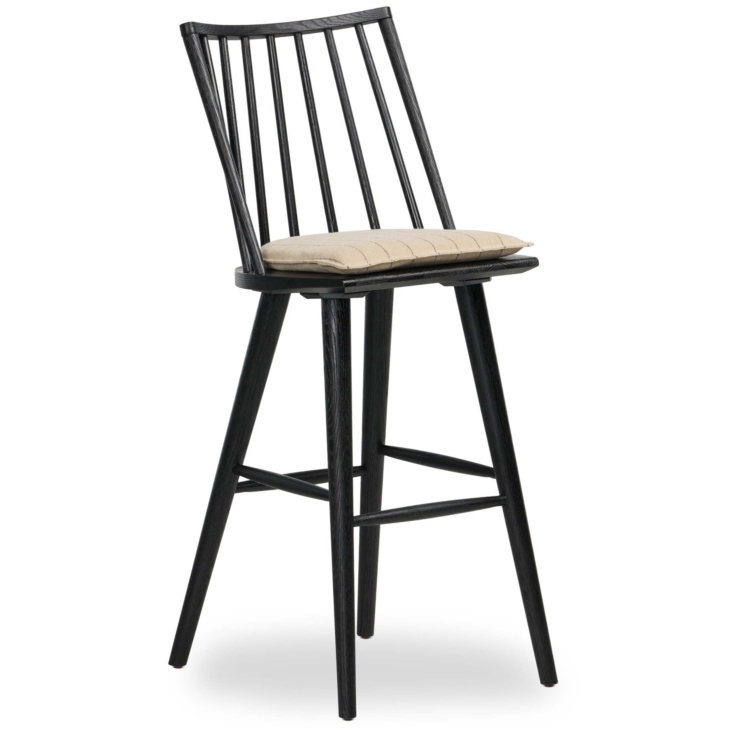 Lewis Windsor Bar + Counter Stool, Lavon Flint, Black Oak
