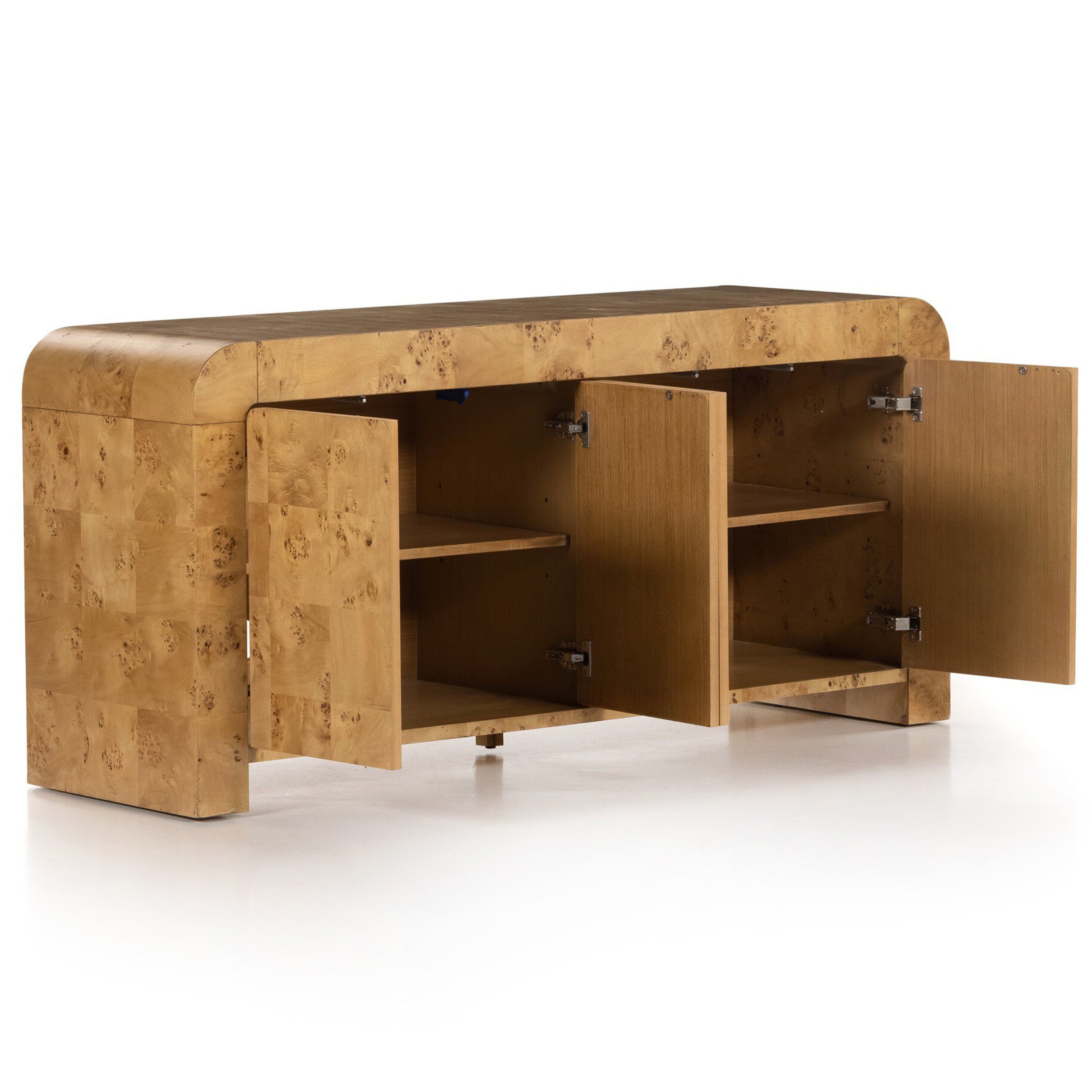 Jenson Media Console, Natural Poplar Burl Veneer