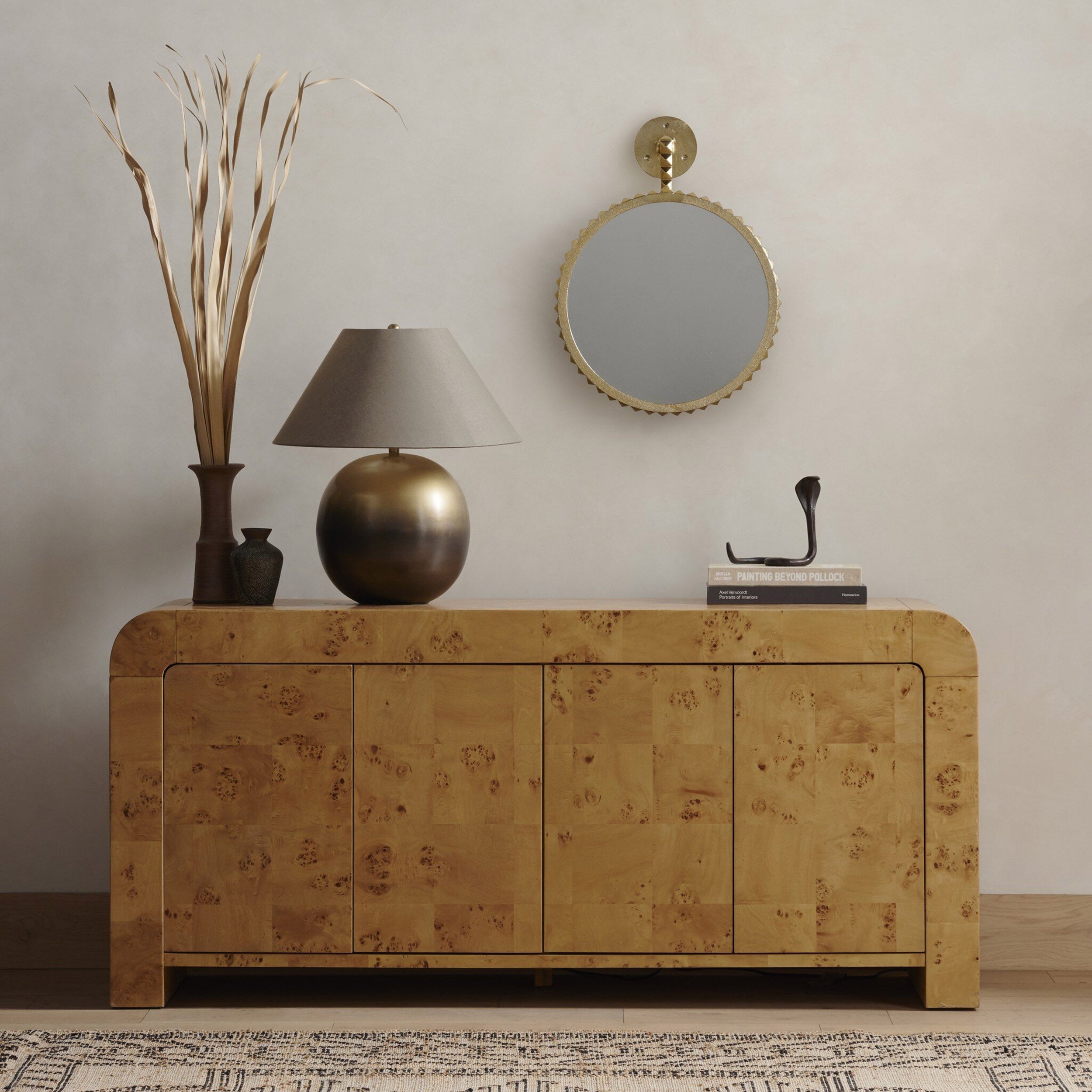 Jenson Media Console, Natural Poplar Burl Veneer