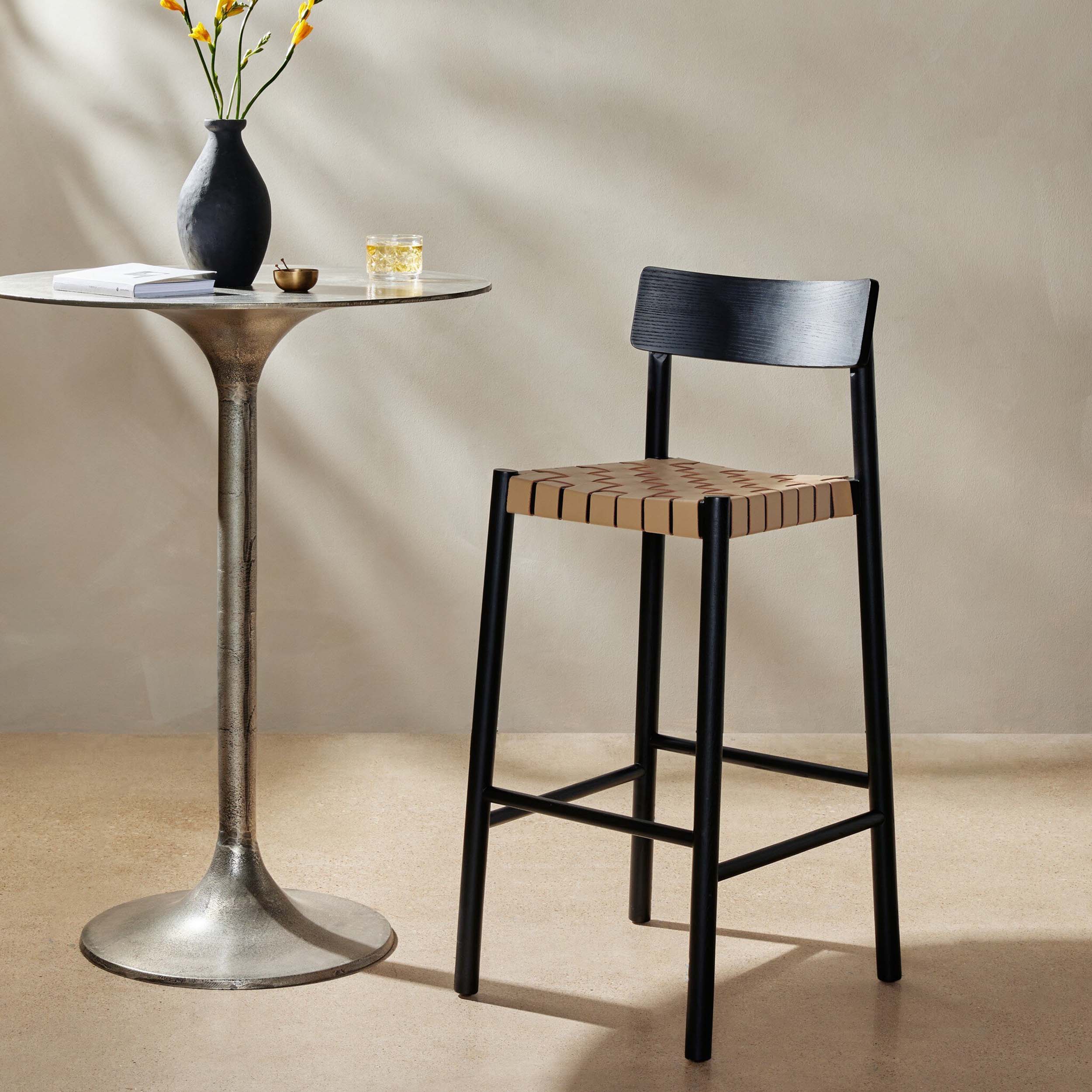 Heisler Bar + Counter Stool, Almond Leather Blend