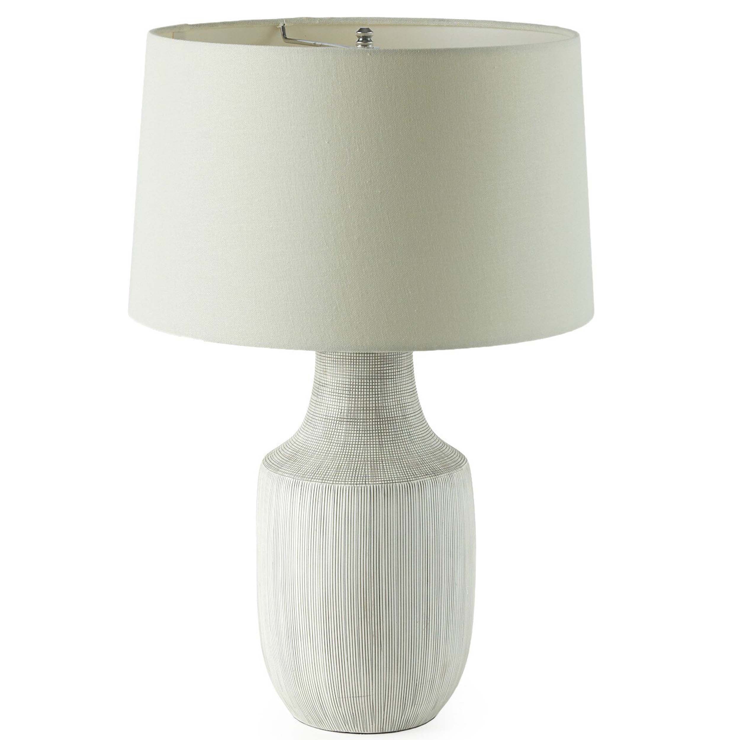 Ombak Table Lamp, Black & White Grid Porcelain Ceramic
