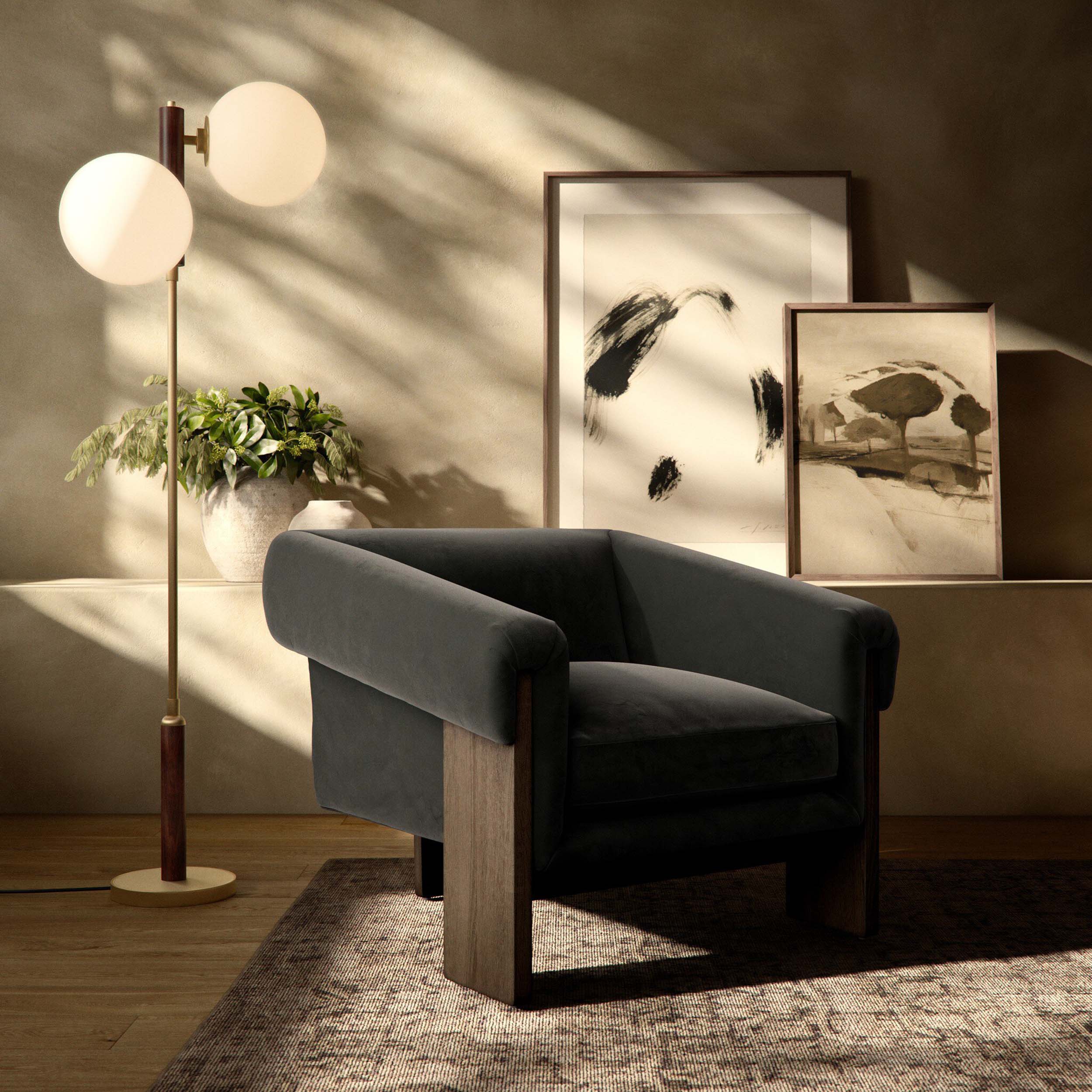 Cairo Chair, Modern Velvet Smoke