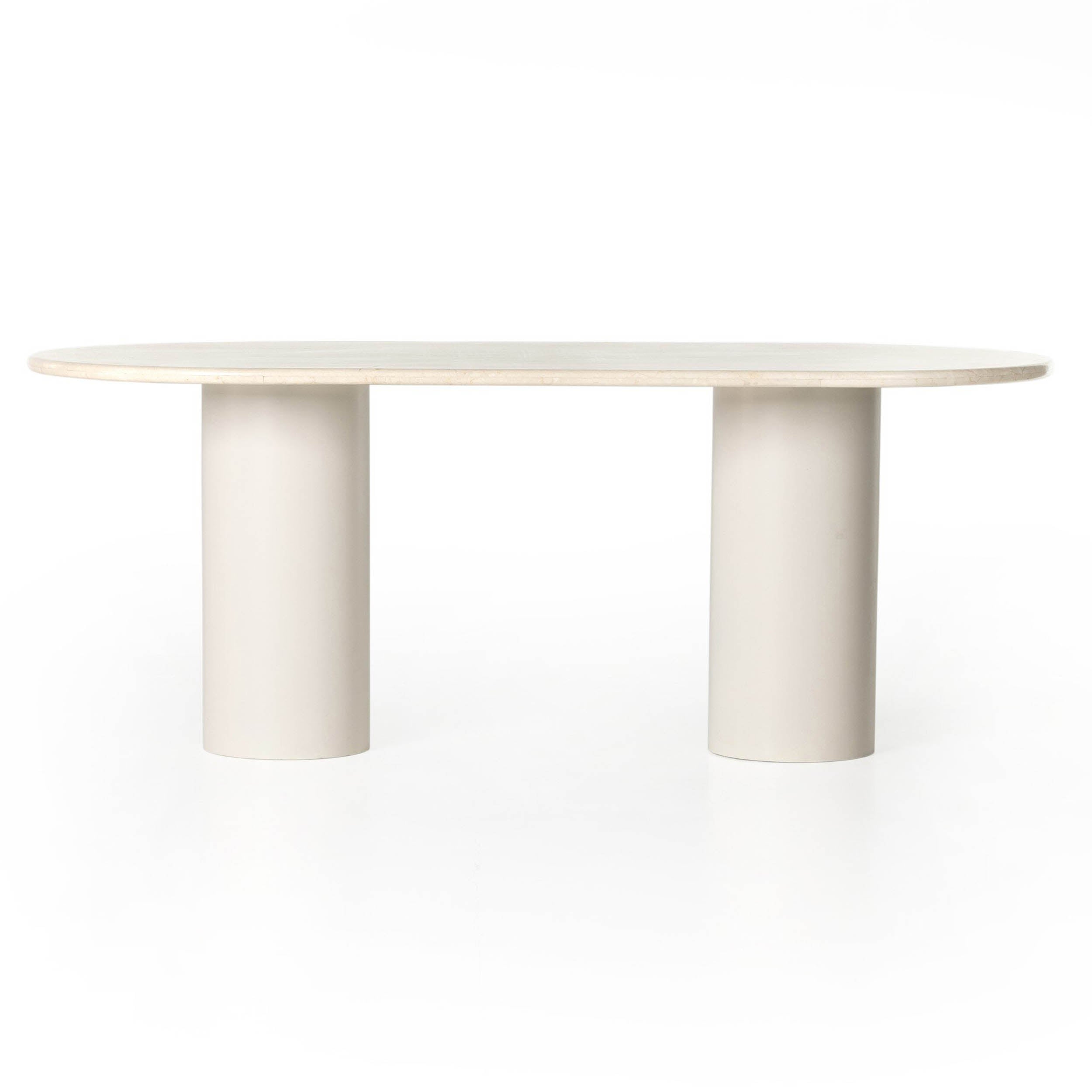 Belle Oval Dining Table, Cream Marble