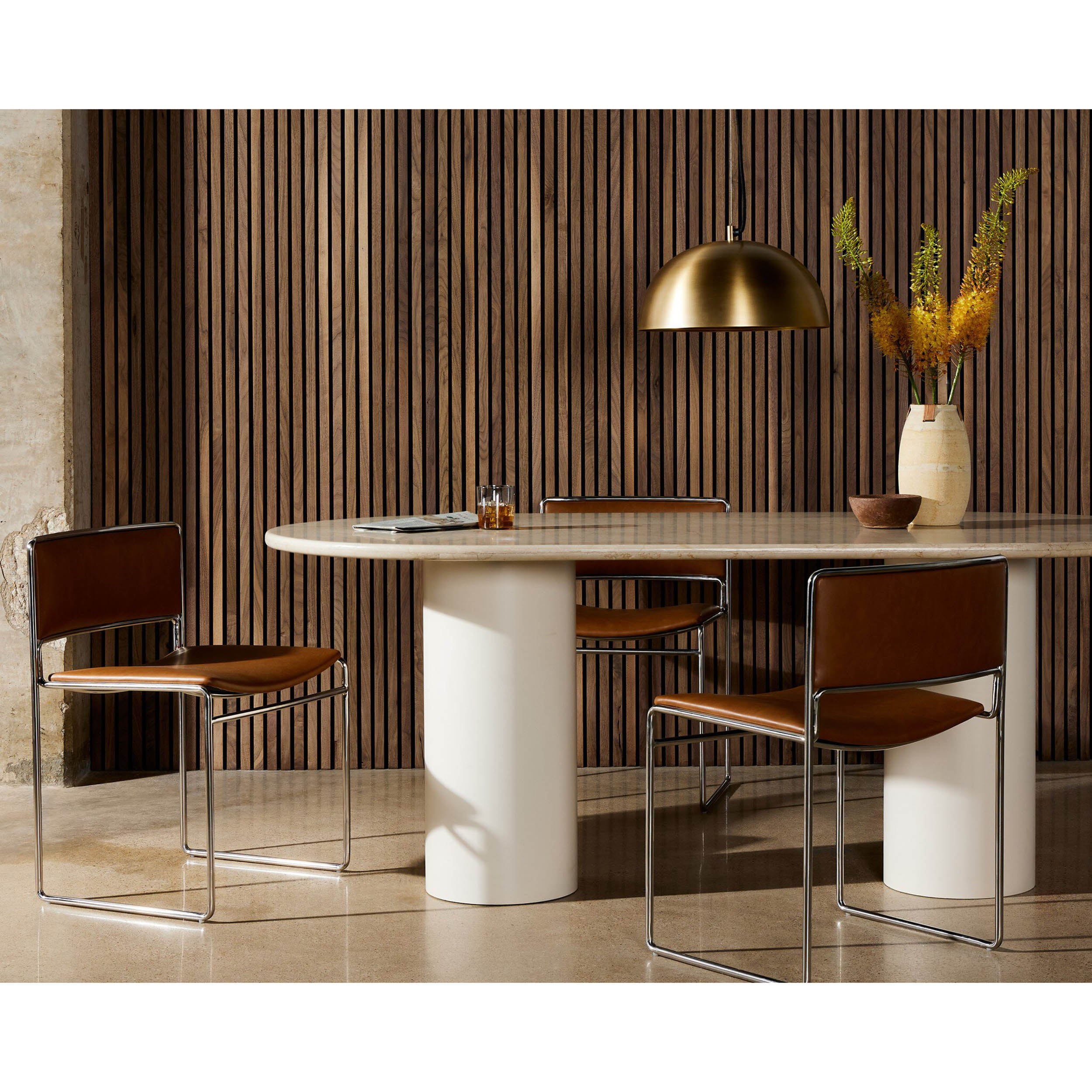 Belle Oval Dining Table, Cream Marble