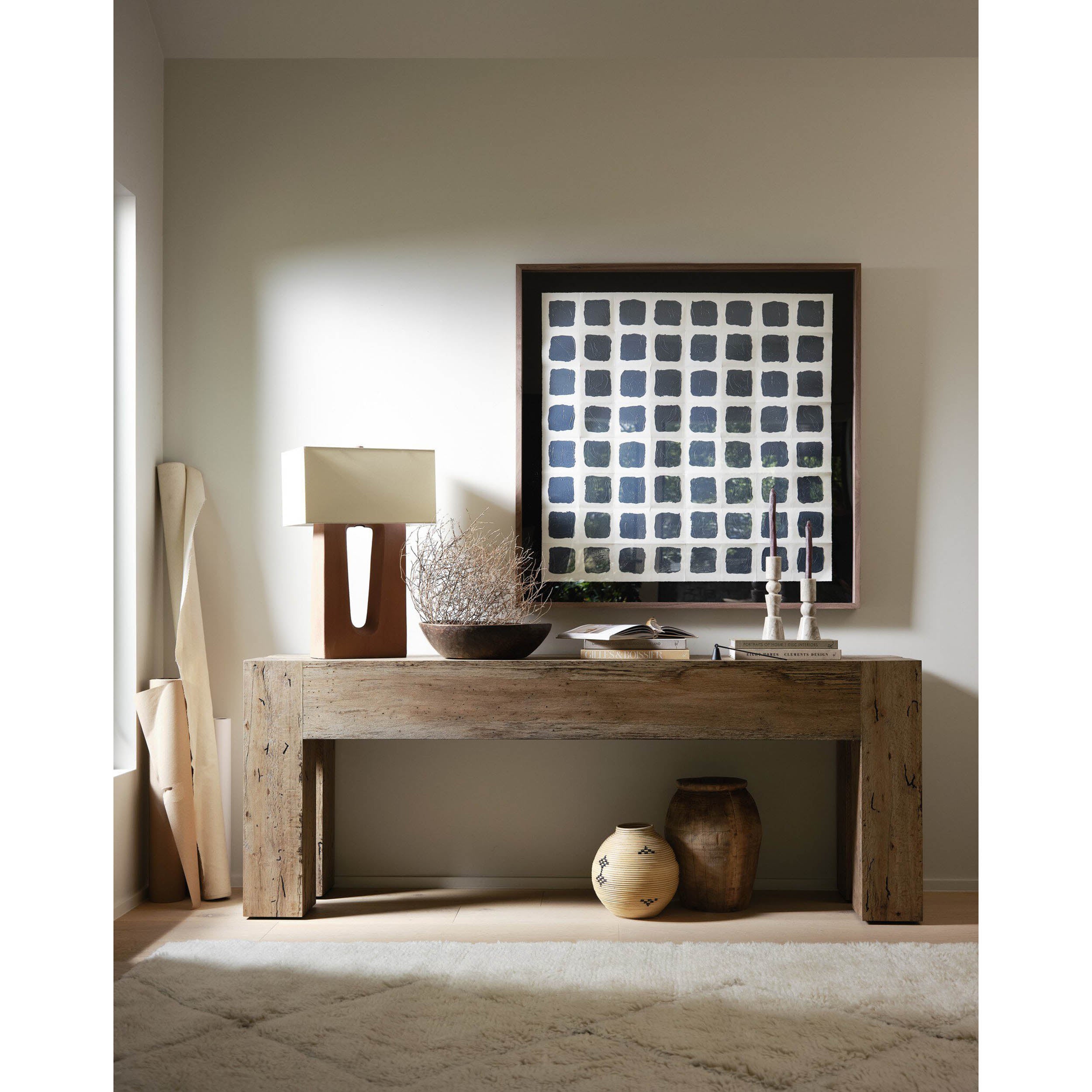 Abaso Console Table, Rustic Ash Oyster