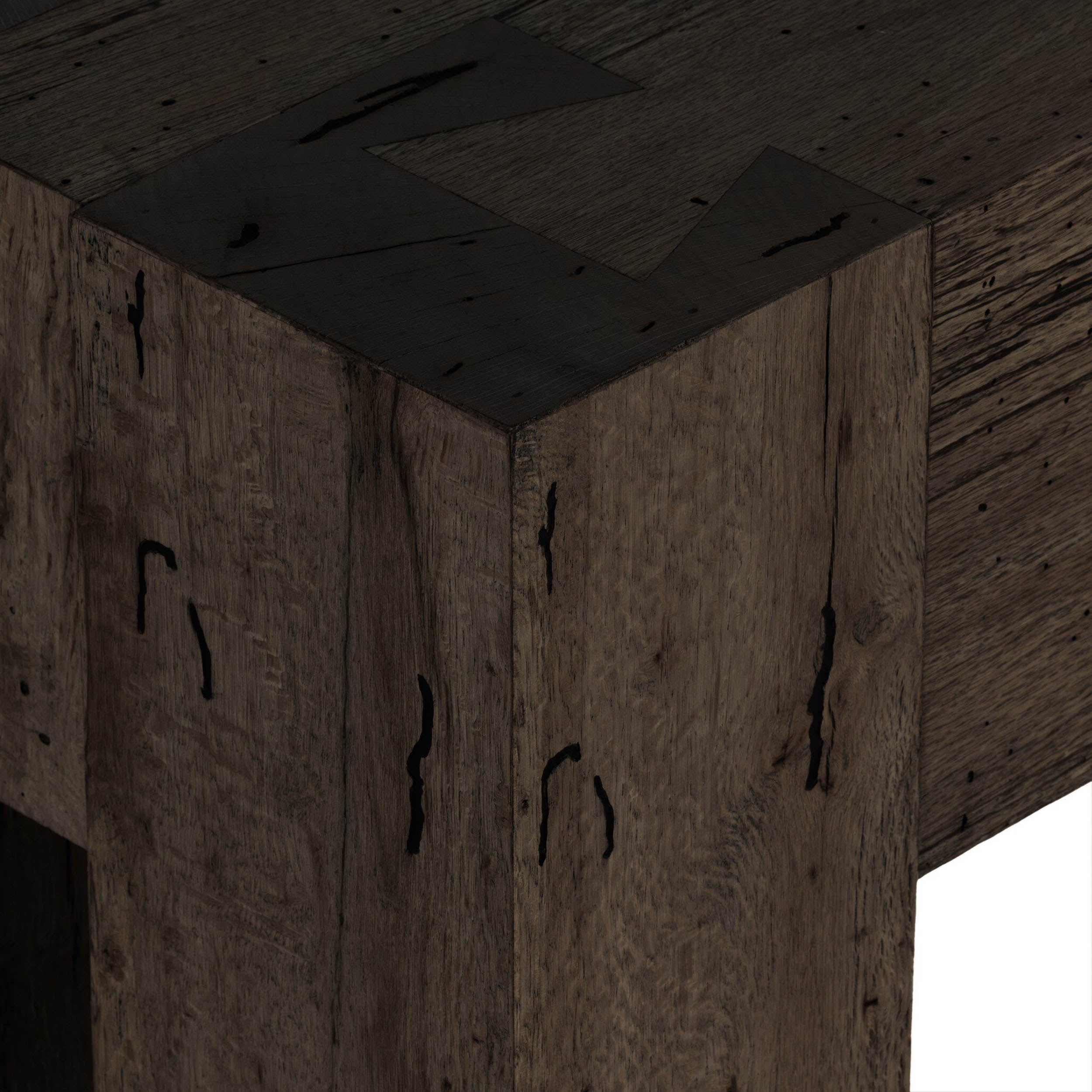 Abaso Console Table, Ebony Rustic Ash Oyster