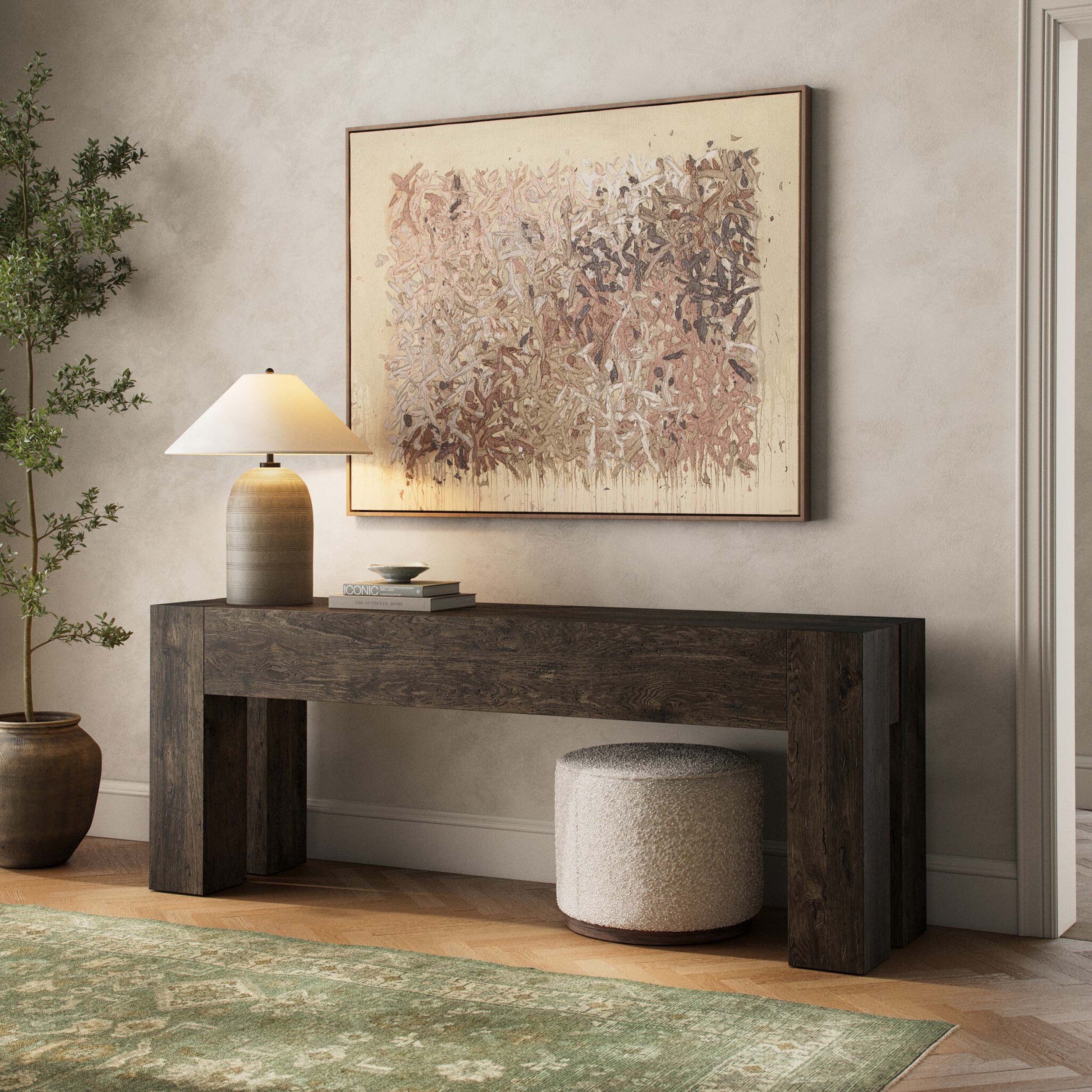 Abaso Console Table, Ebony Rustic Ash Oyster