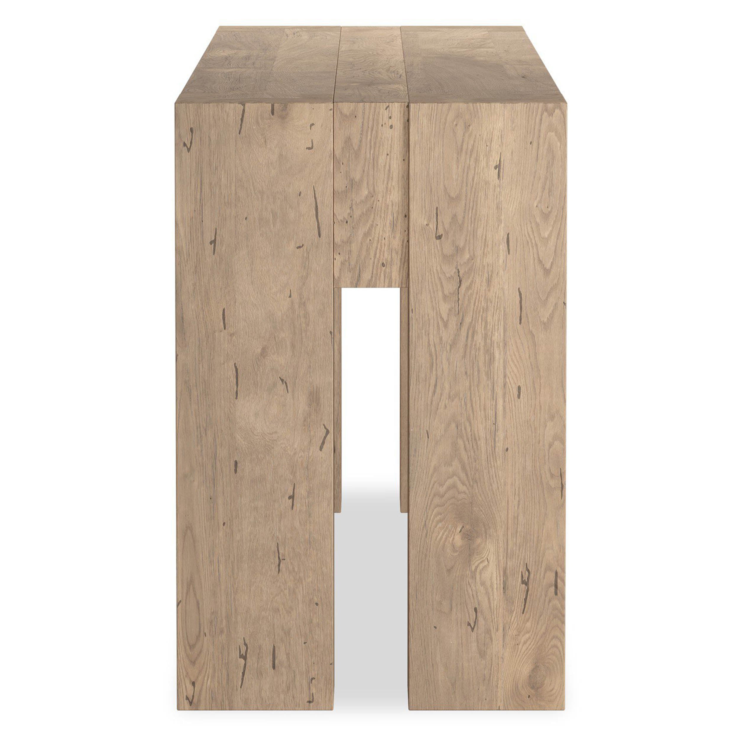 Abaso Console Table, Whitewash Rustic Wormwood Oak