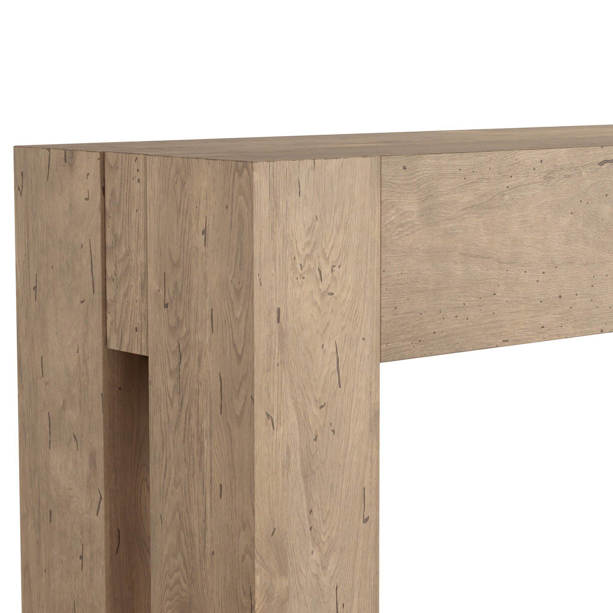 Abaso Console Table, Whitewash Rustic Wormwood Oak