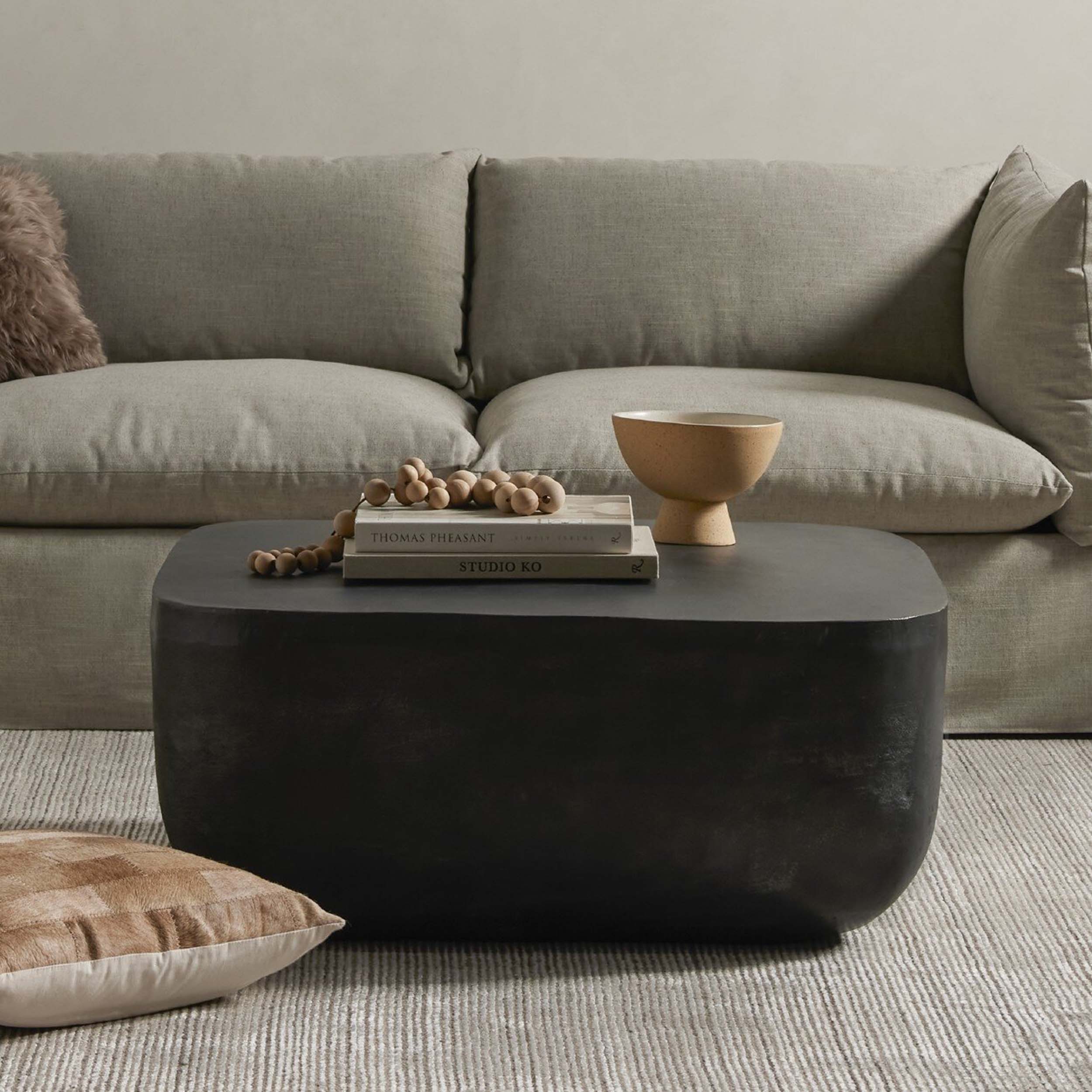 Basil Square Outdoor Coffee Table, Aged Grey