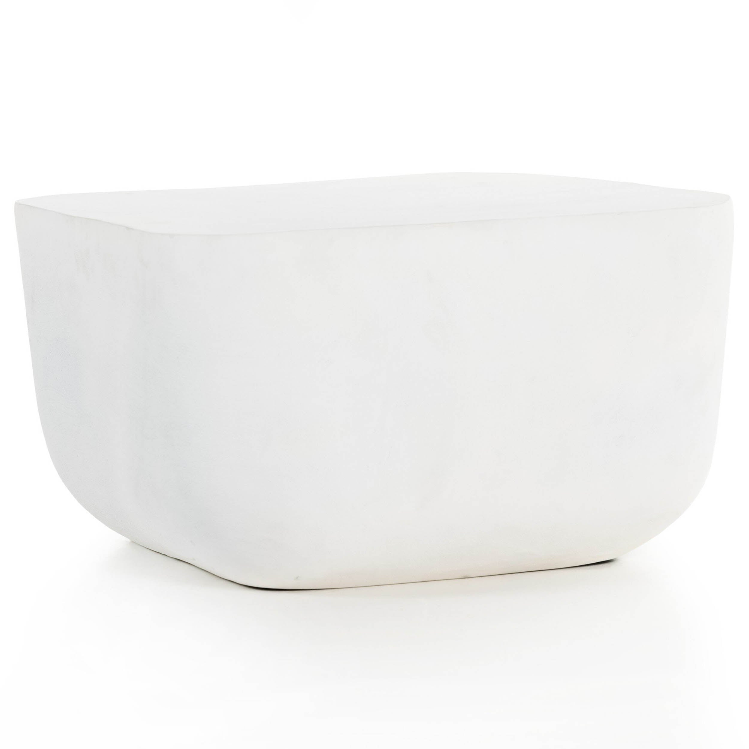 Basil Square Outdoor End Table, Matte White Cast Aluminum