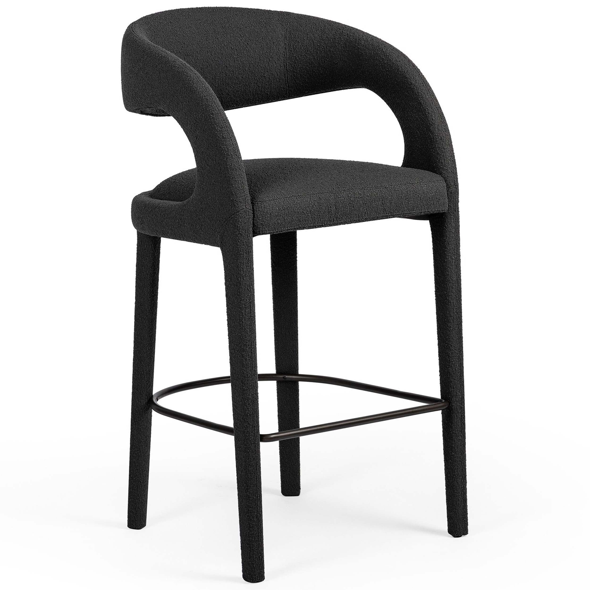 Hawkins Bar + Counter Stool, FIQA Boucle Charcoal