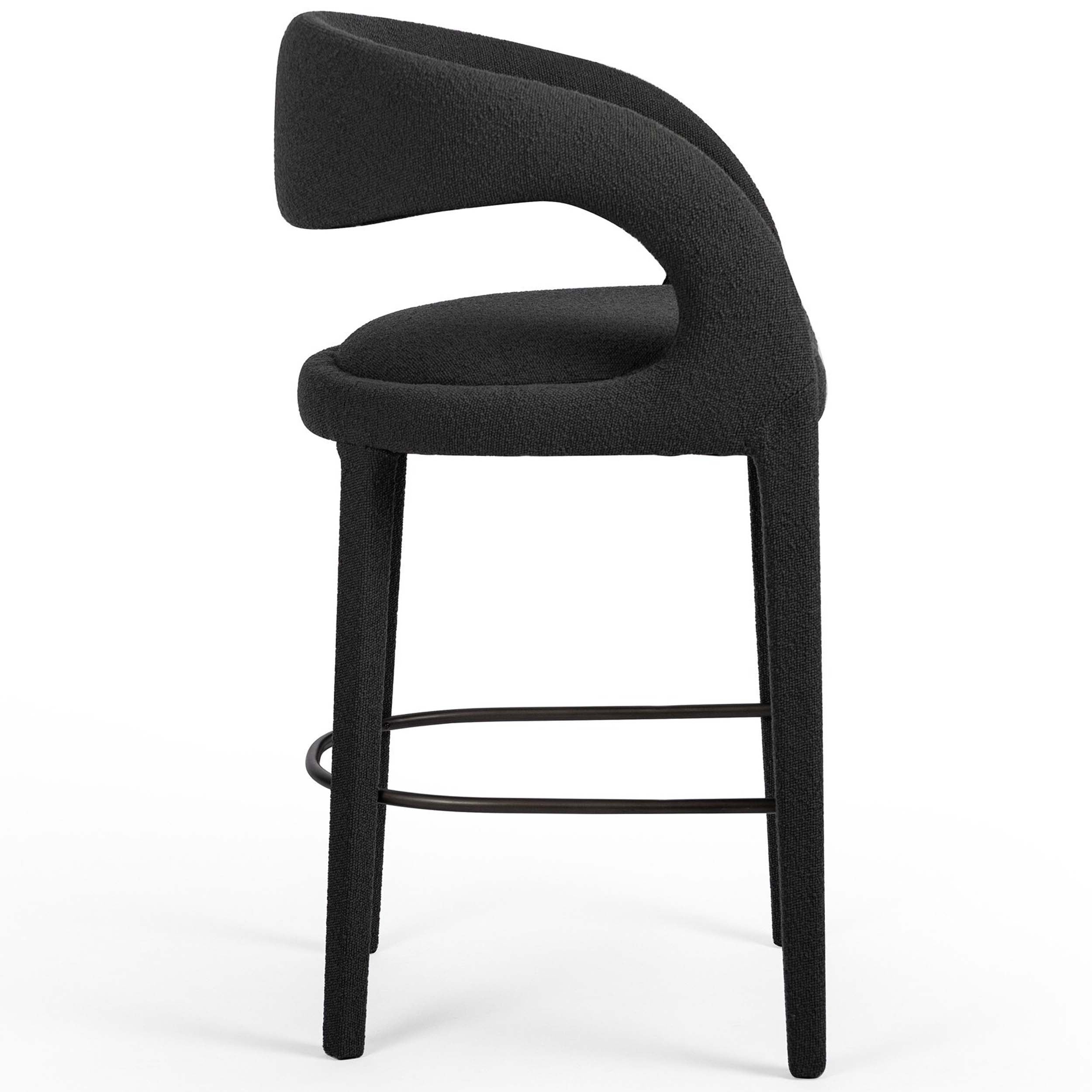 Hawkins Bar + Counter Stool, FIQA Boucle Charcoal