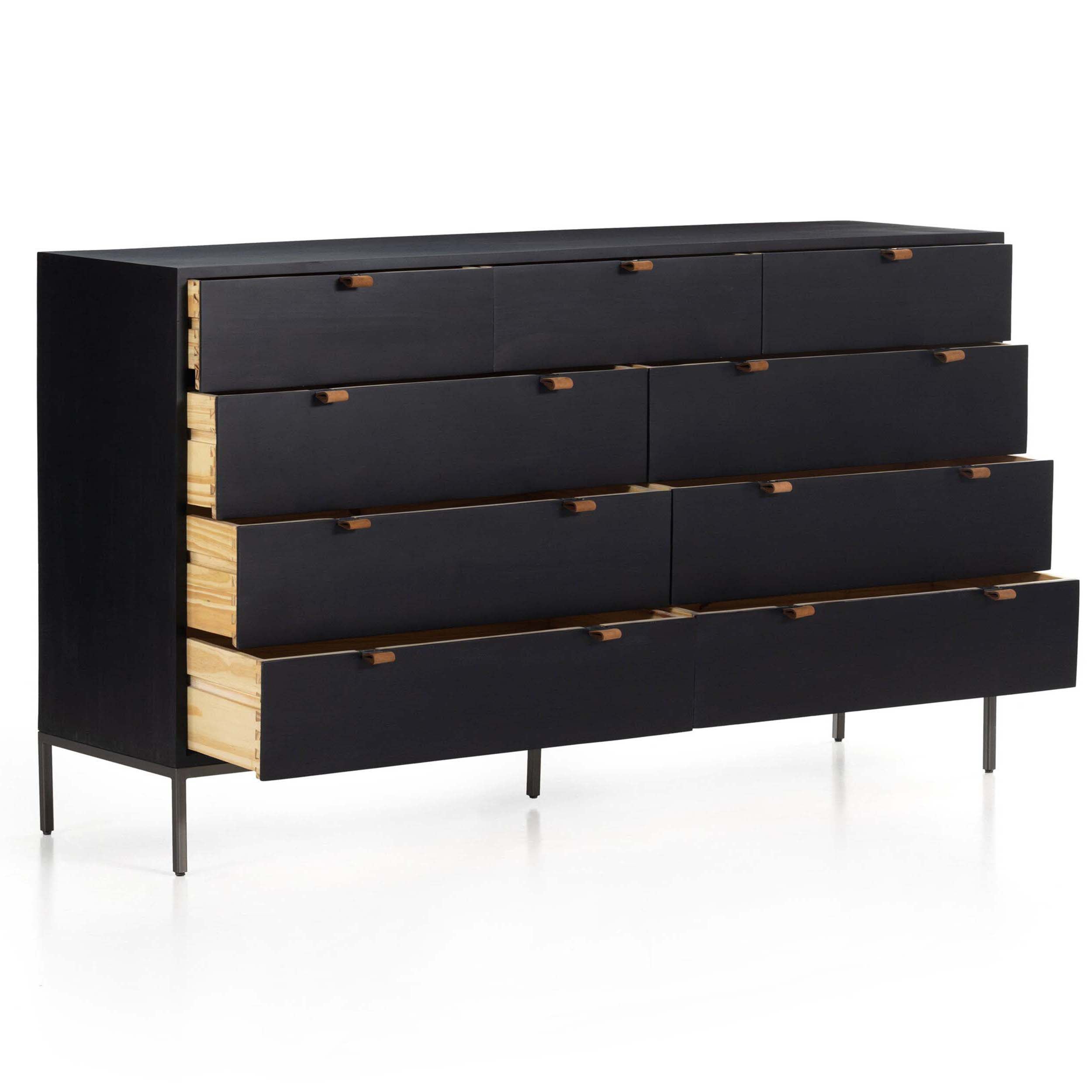 Trey 9 Drawer Dresser, Black Wash Poplar