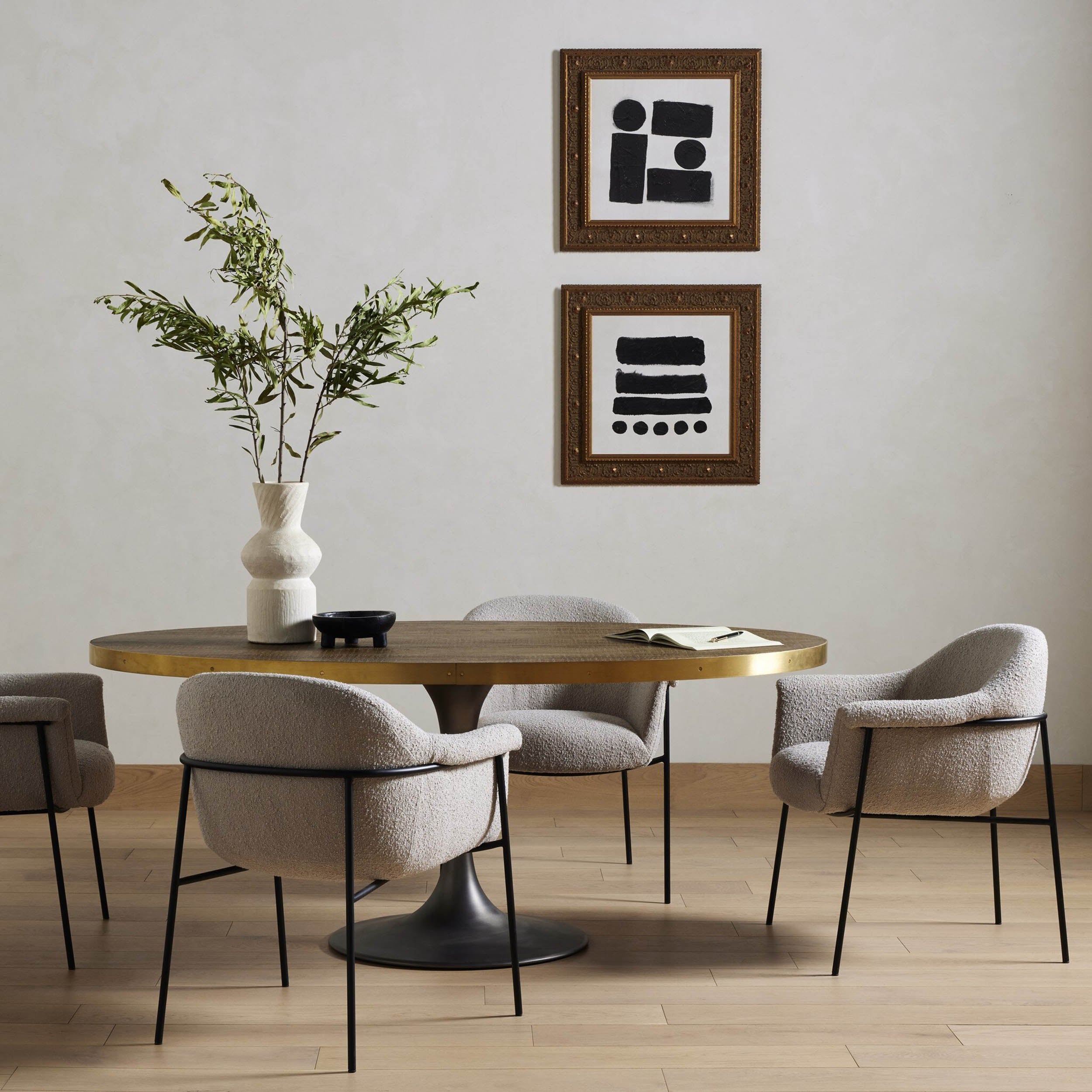 Evans Oval Dining Table, Reclaimed Burnt Oak