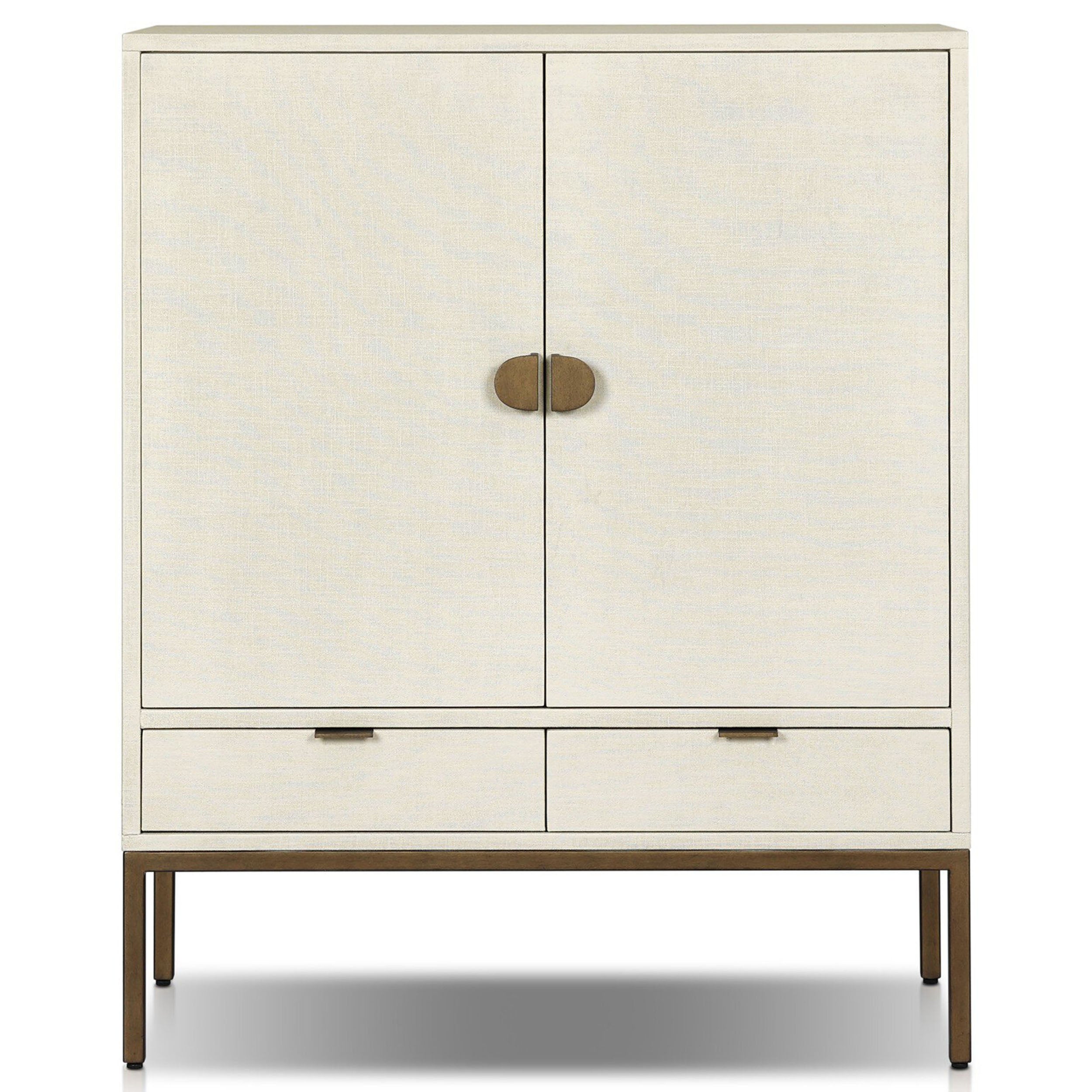 Cressida Bar Cabinet, Ivory Painted Linen