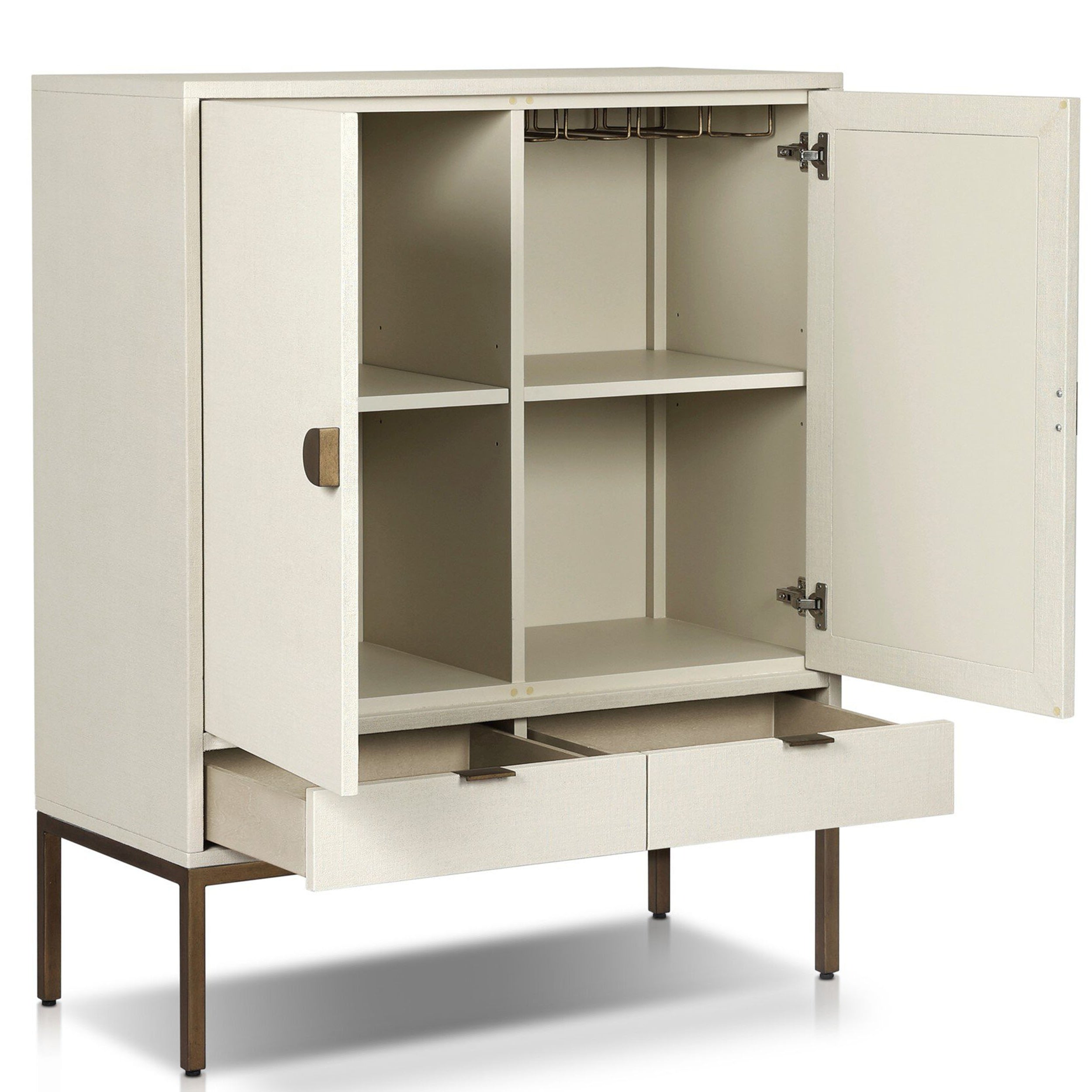 Cressida Bar Cabinet, Ivory Painted Linen