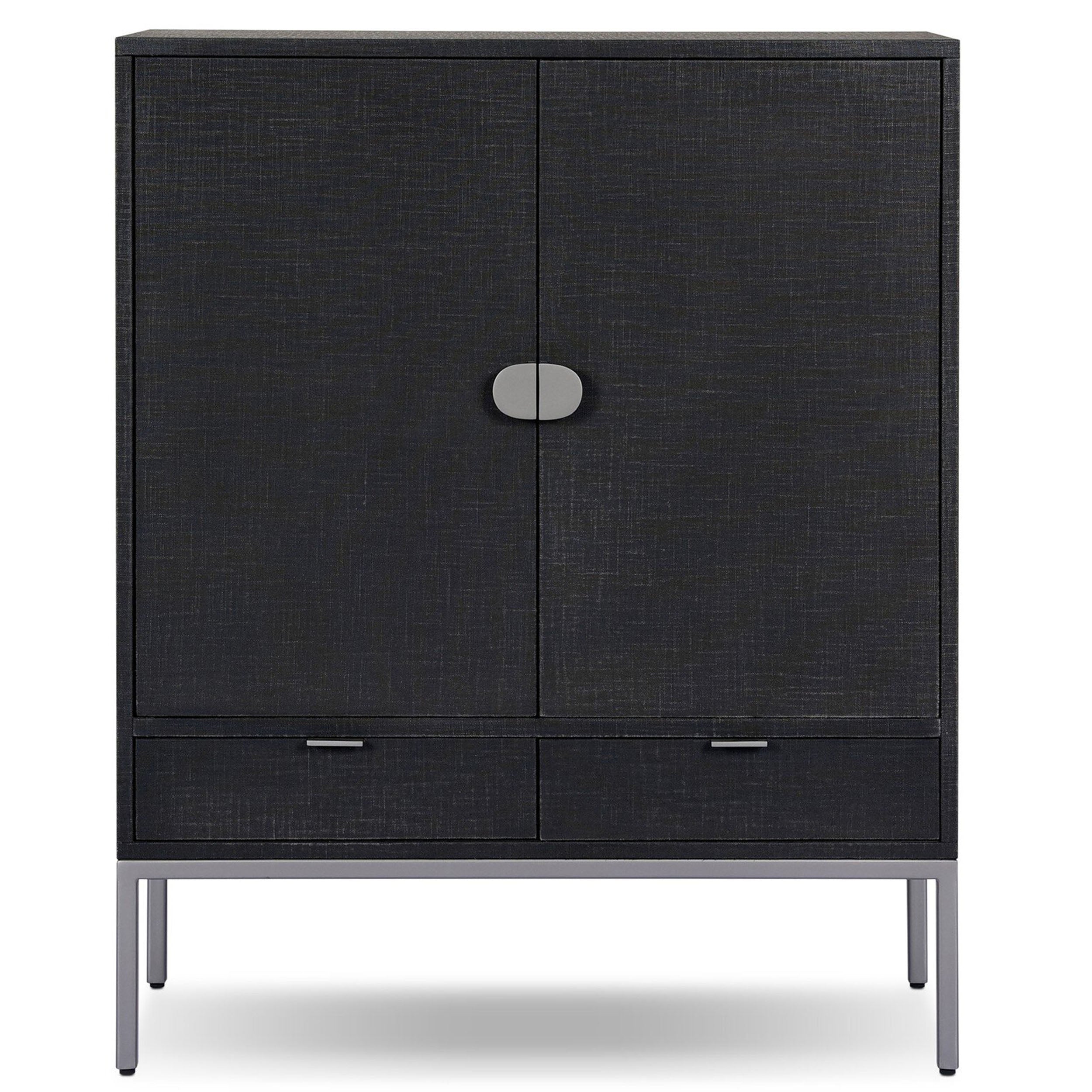 Cressida Bar Cabinet, Black Linen