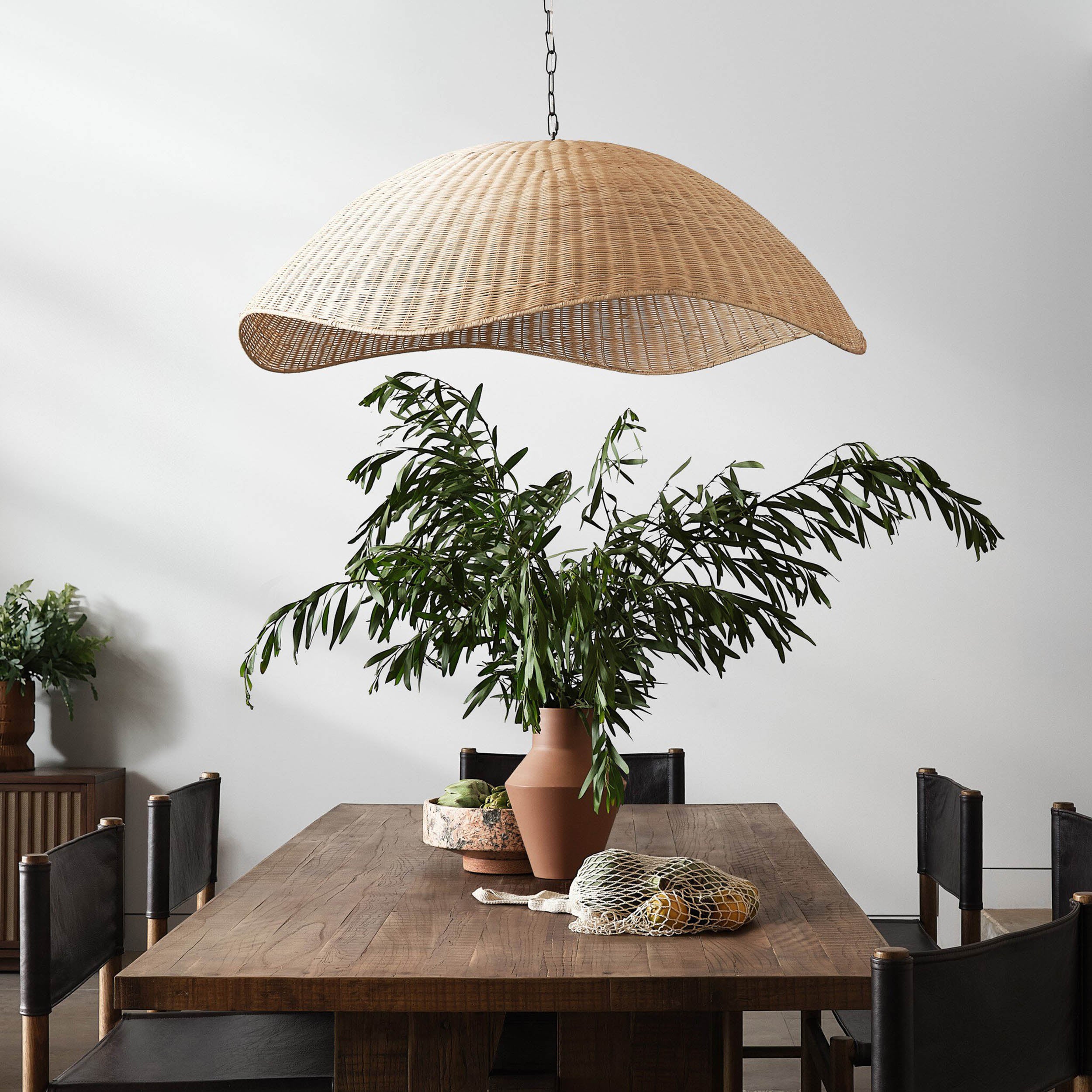 Overscale Woven Rattan Pendant, Natural Rattan