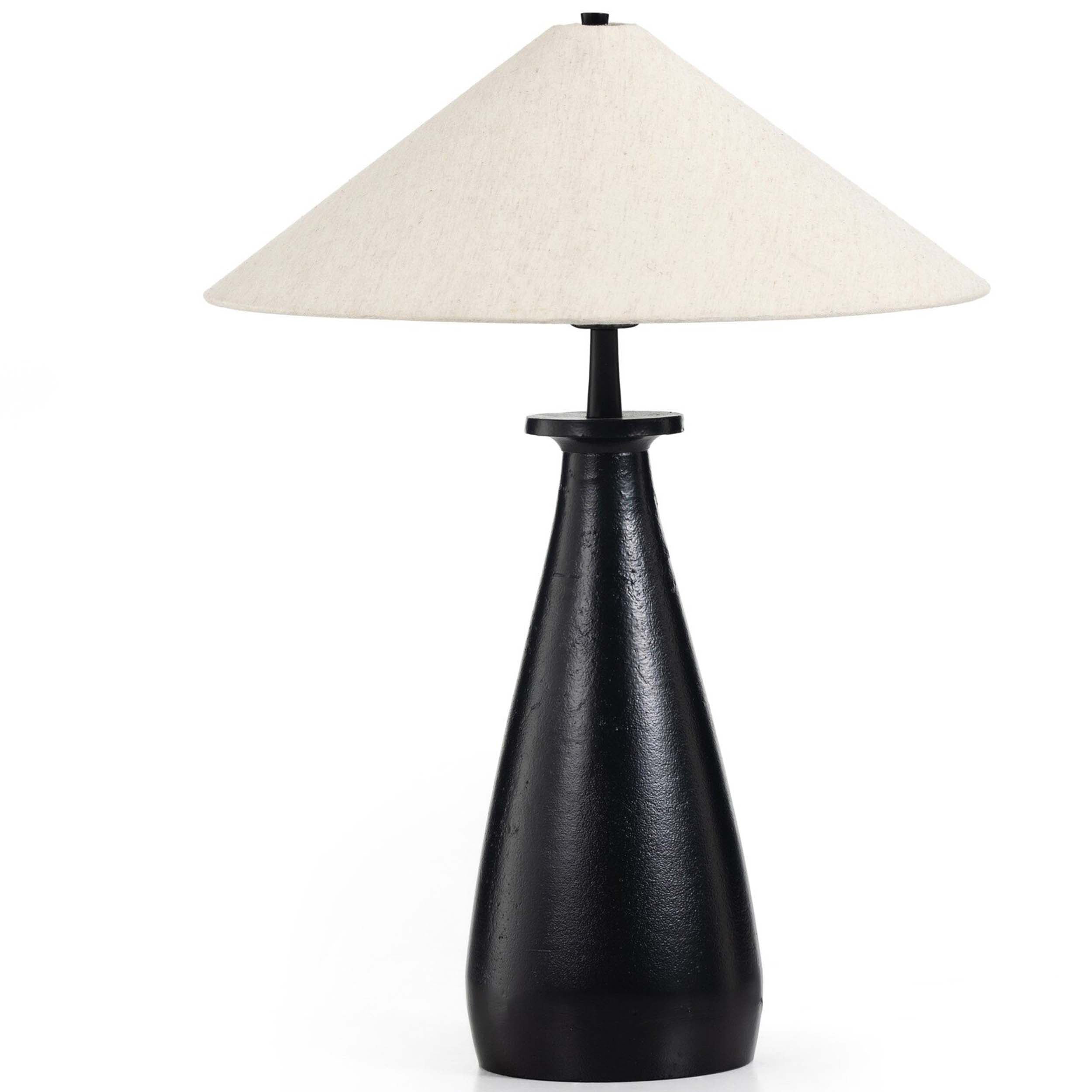 Innes Tapered Shade Table Lamp, Matte Black Cast Aluminum