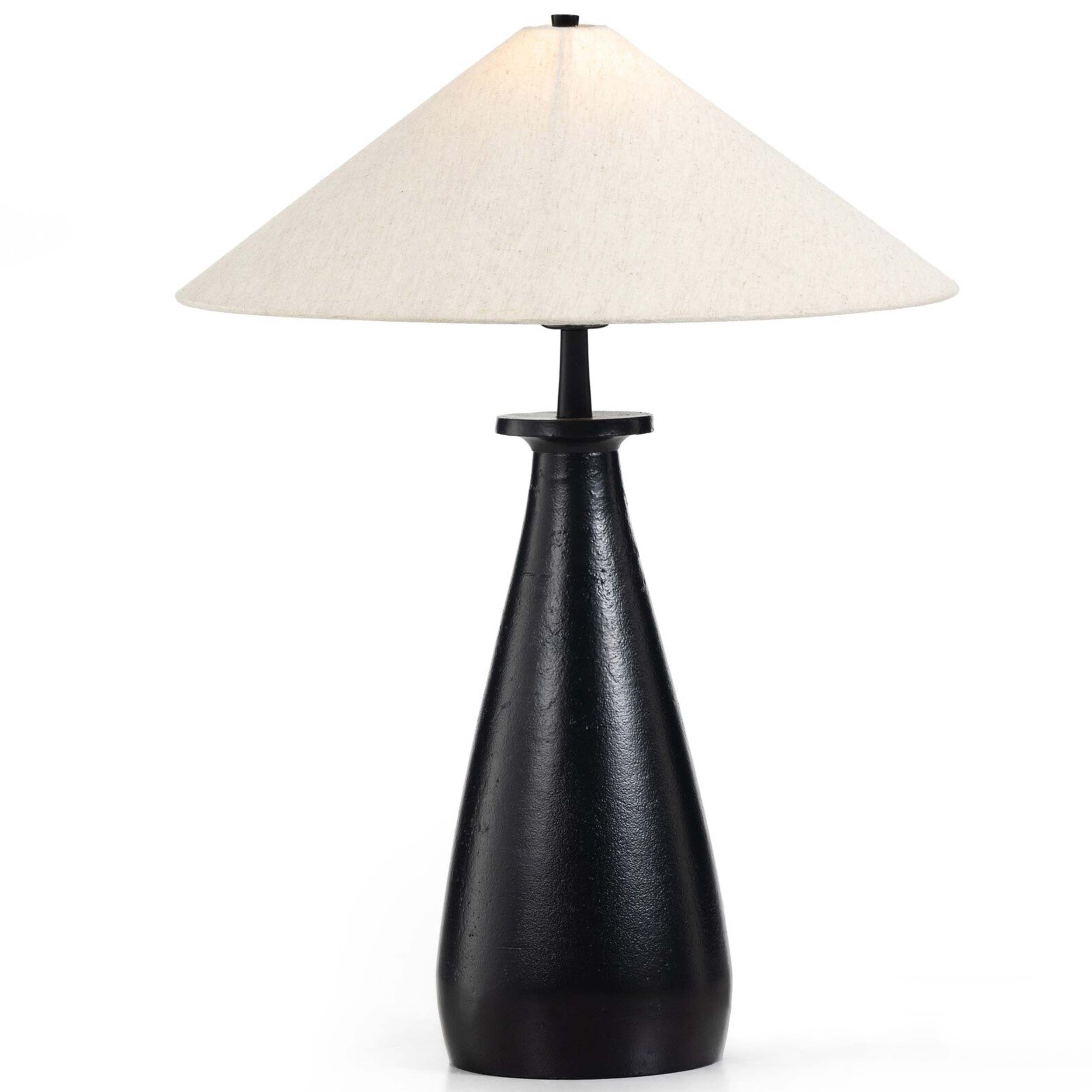 Innes Tapered Shade Table Lamp, Matte Black Cast Aluminum
