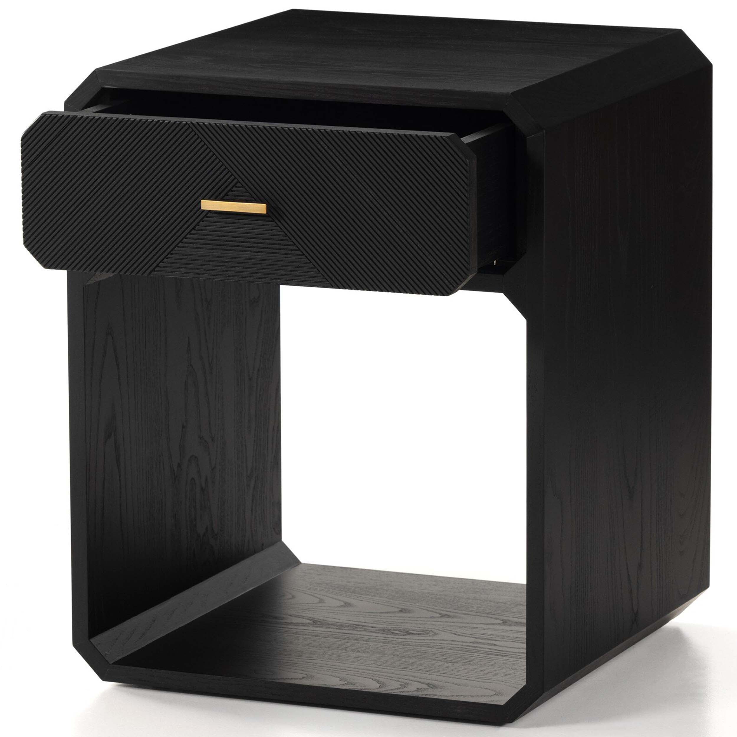 Caspian Nightstand, Black Ash Veneer