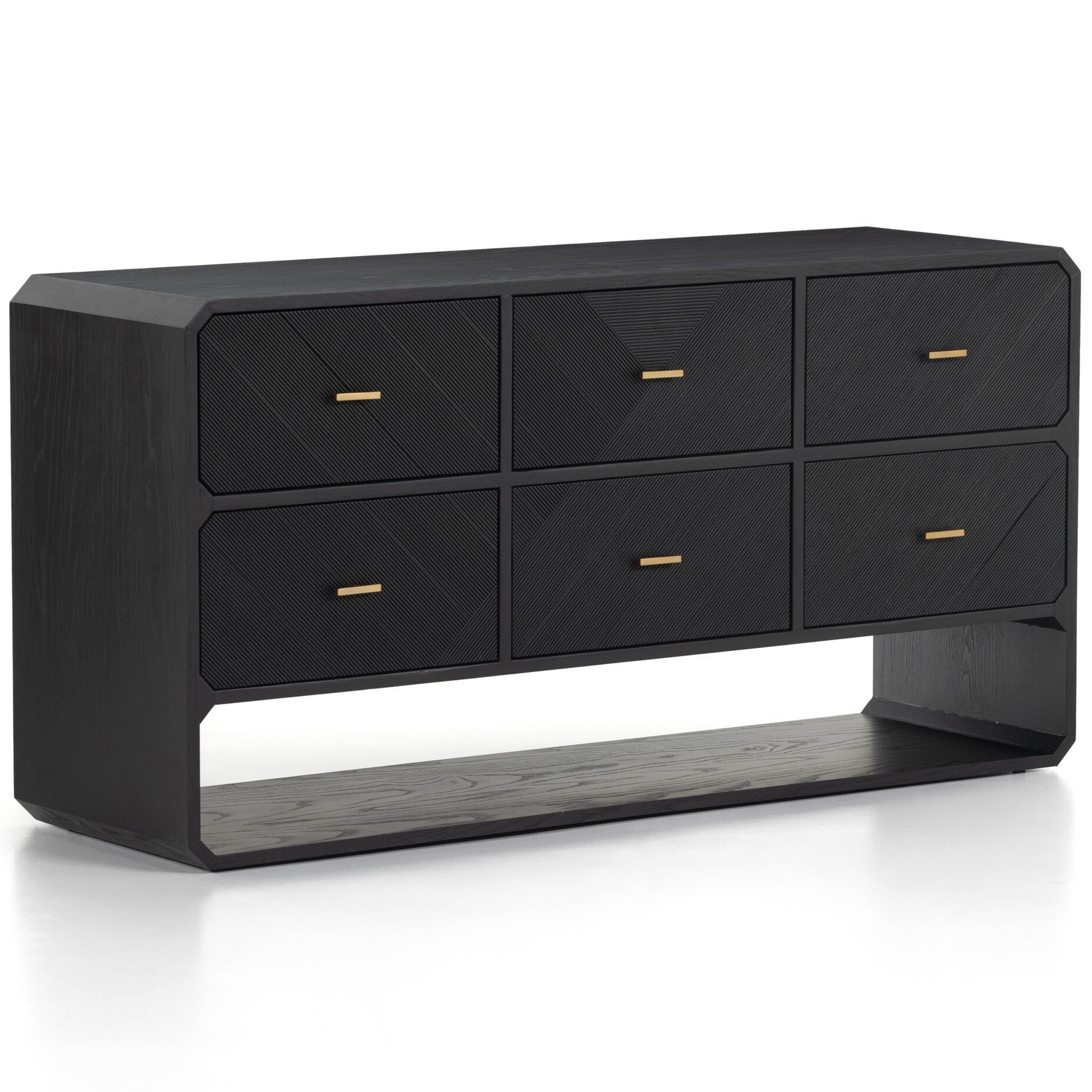 Caspian 6 Drawer Dresser, Black Ash