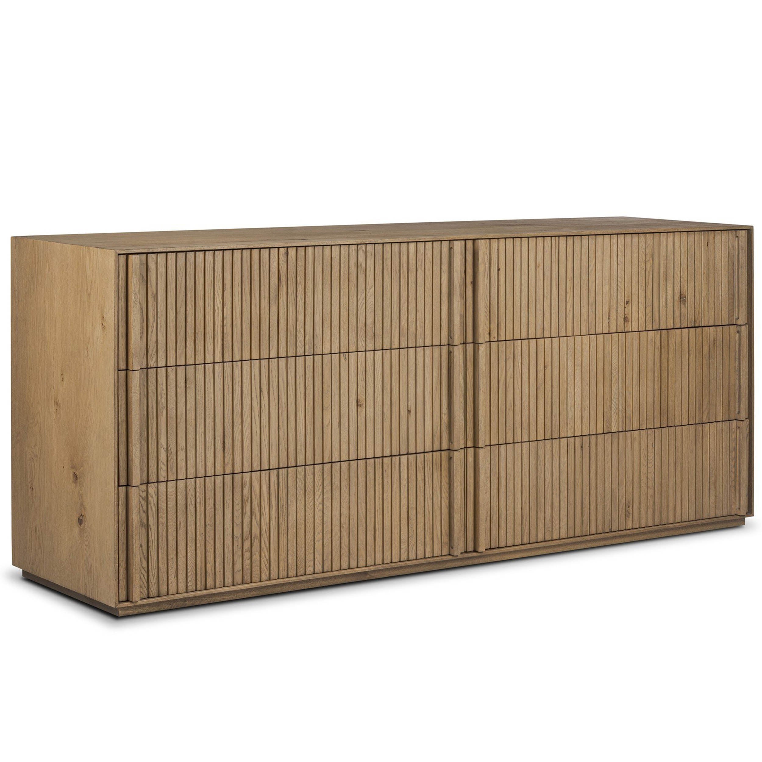 Leo 6 Drawer Dresser, Rustic Light Natural Oak