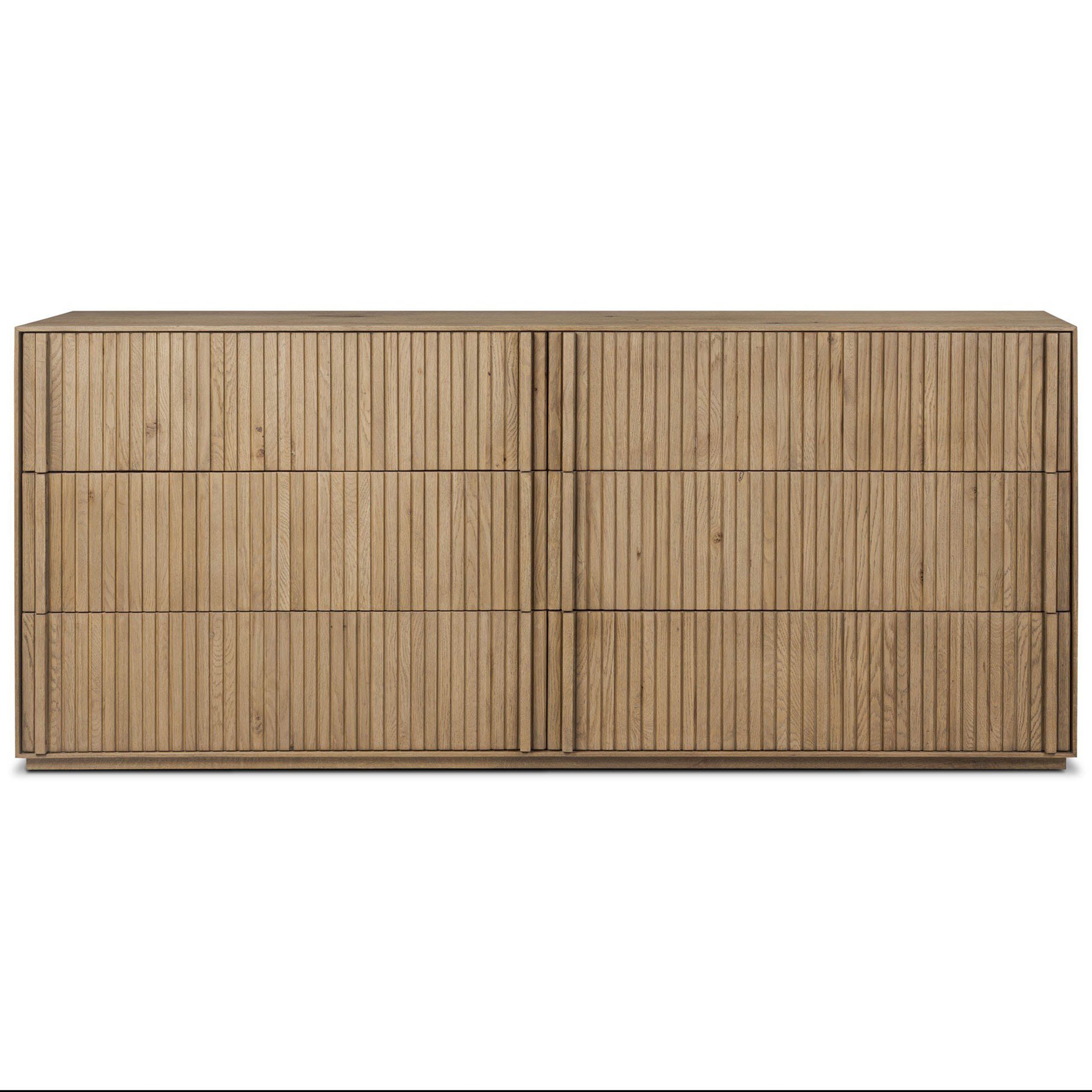 Leo 6 Drawer Dresser, Rustic Light Natural Oak