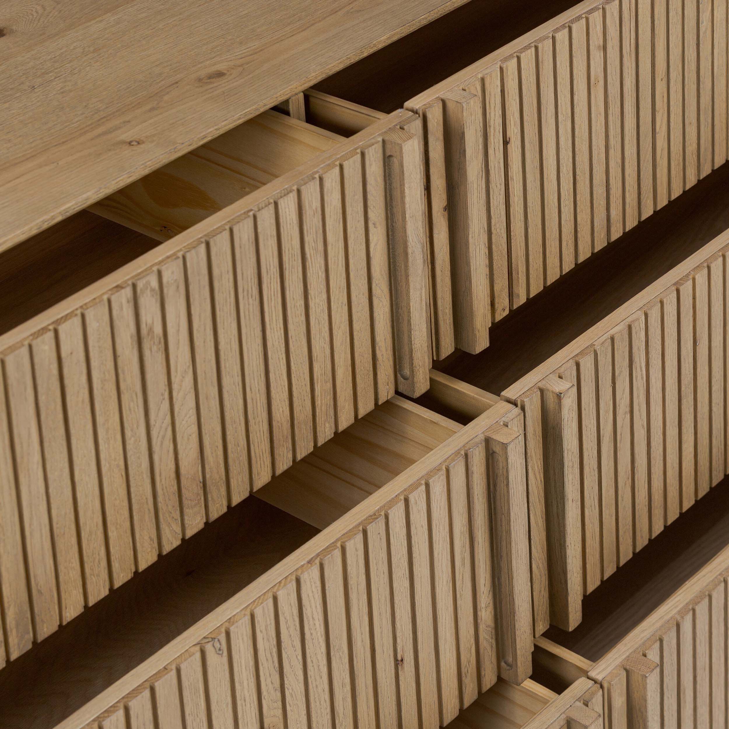 Leo 6 Drawer Dresser, Rustic Light Natural Oak
