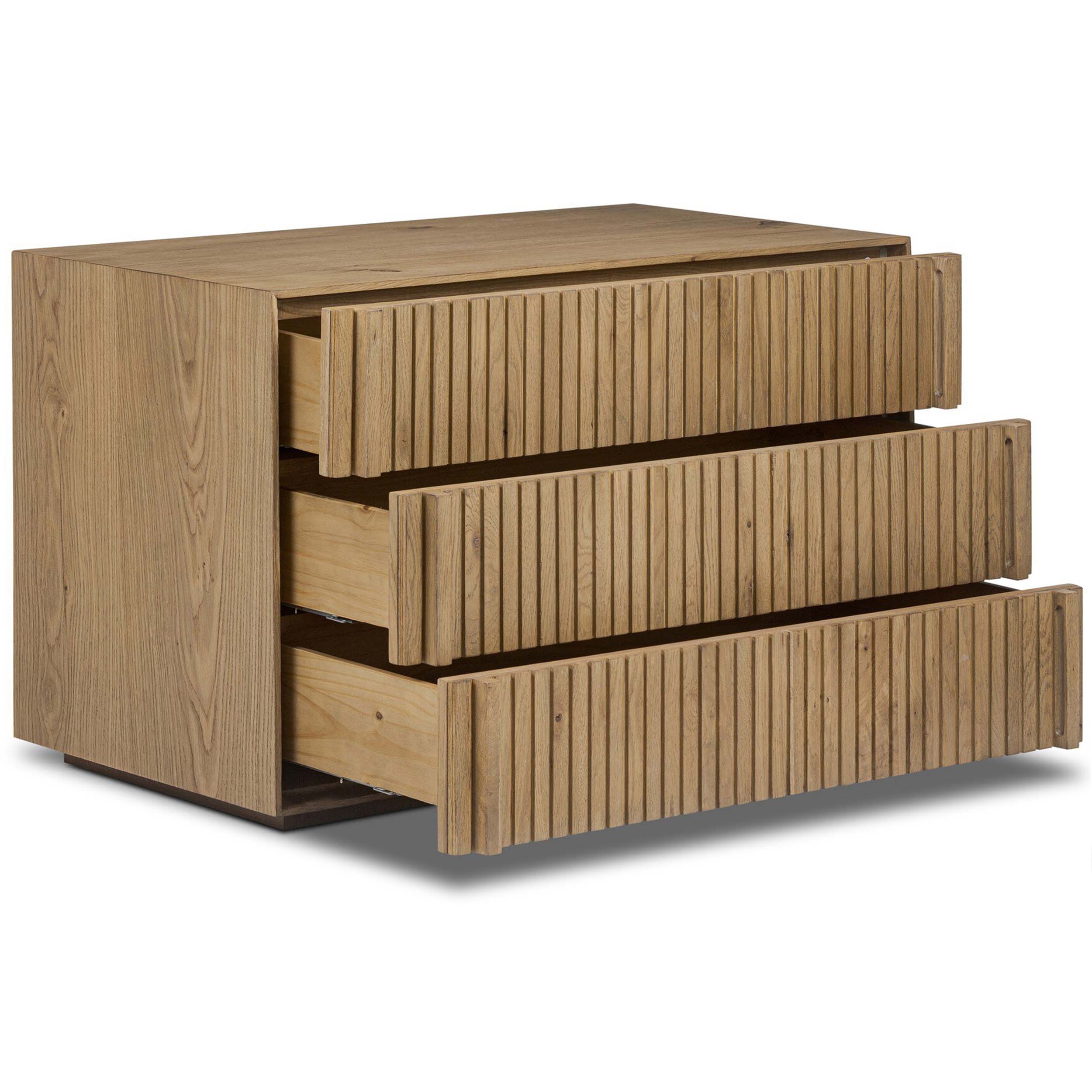 Leo Nightstand, Rustic Light Natural Oak Veneer
