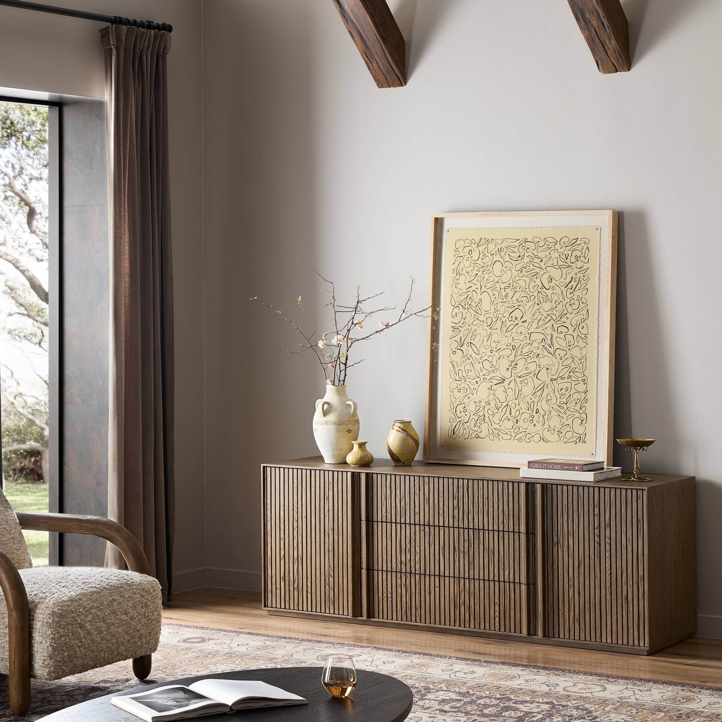 Leo Media Console, Rustic Grey