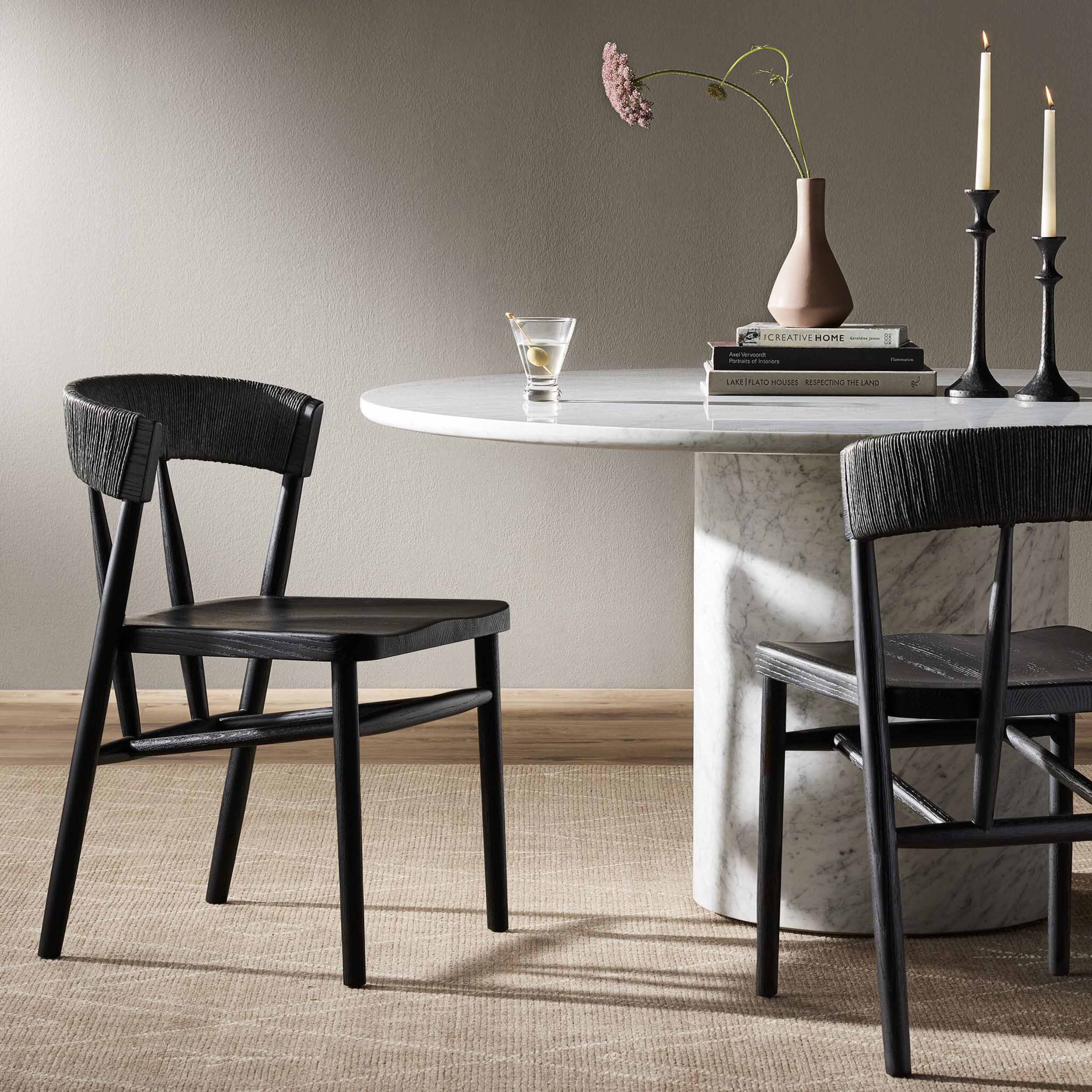 Buxton Dining Chair, Black Rush