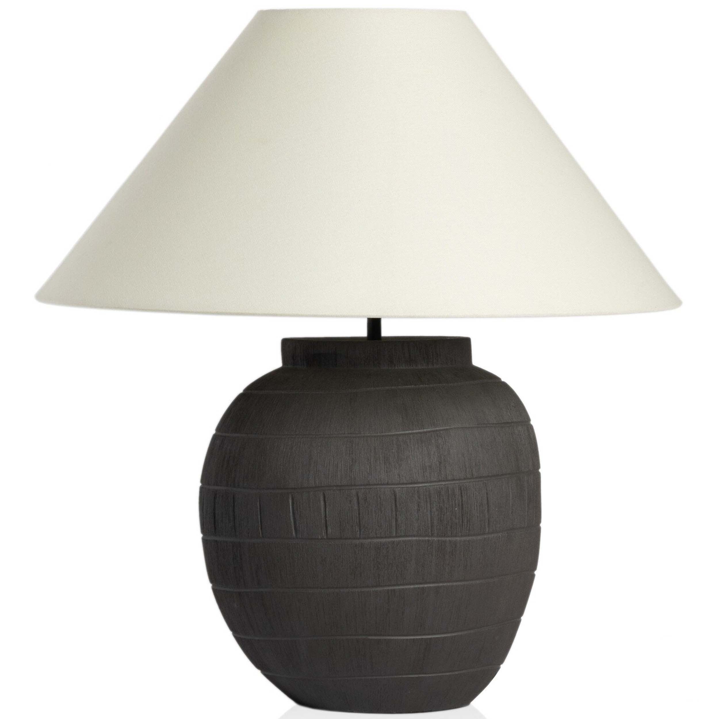 Muji Table Lamp, Textured Matte Black Porcelain Ceramic