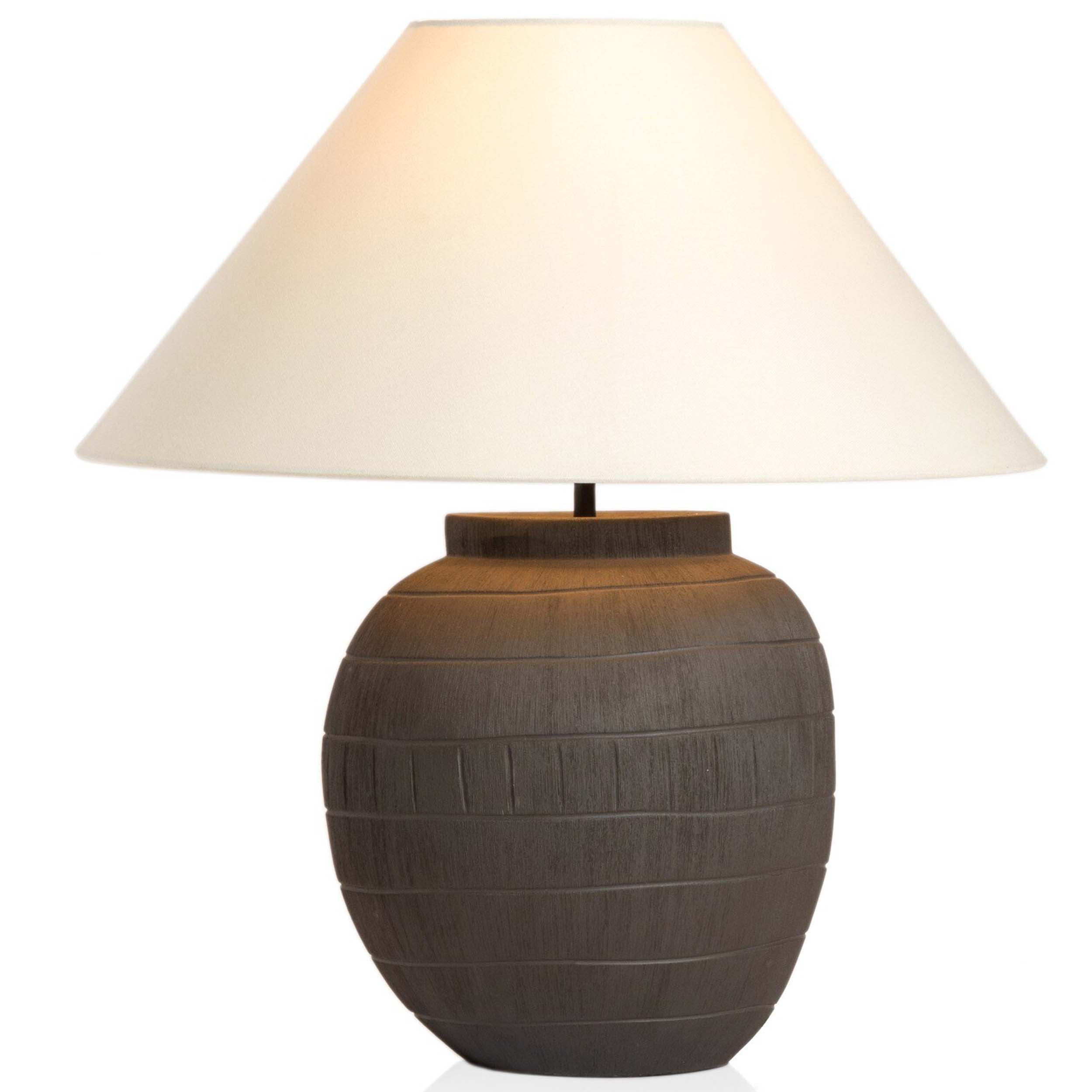 Muji Table Lamp, Textured Matte Black Porcelain Ceramic