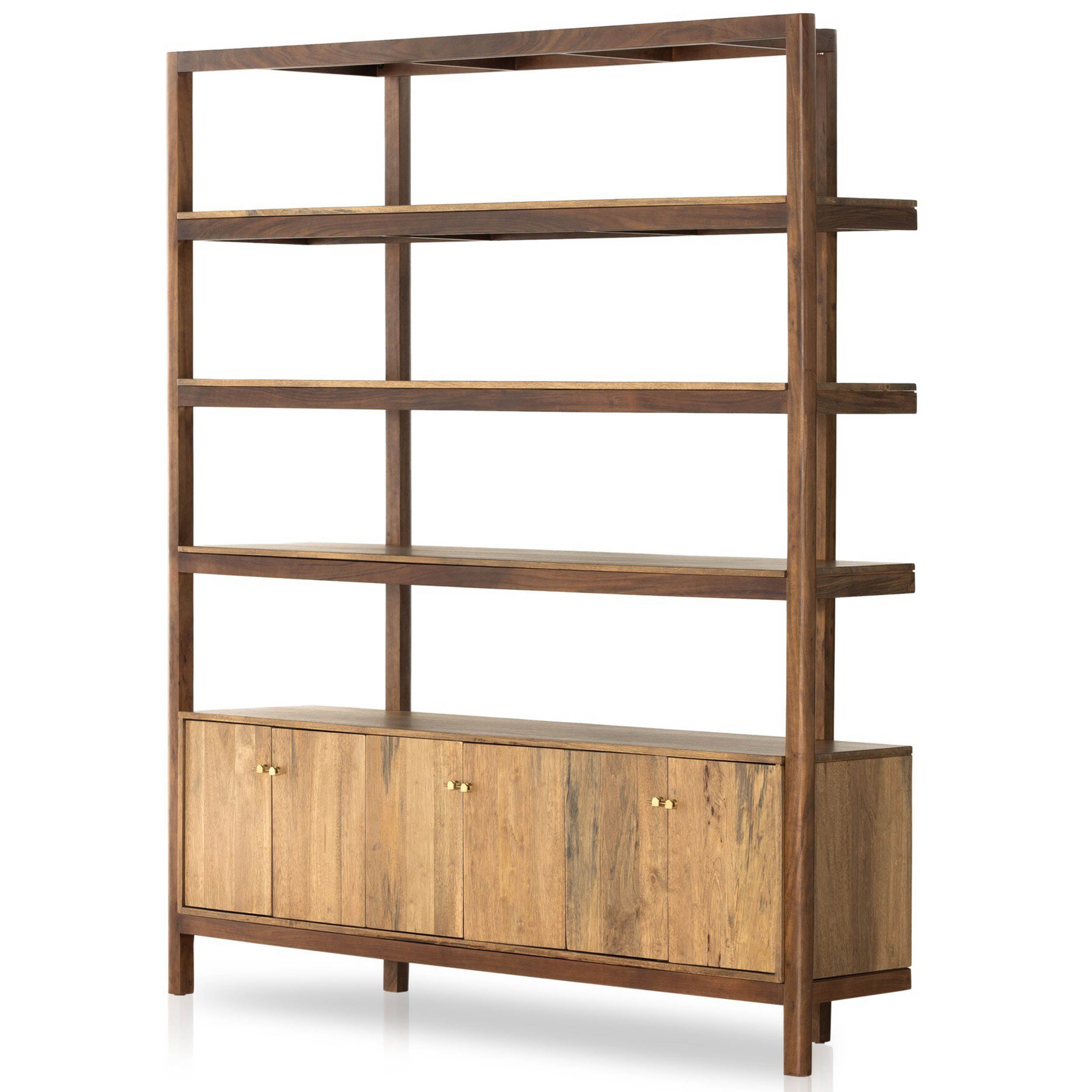 Reza Wide Bookcase, Toasted Acacia