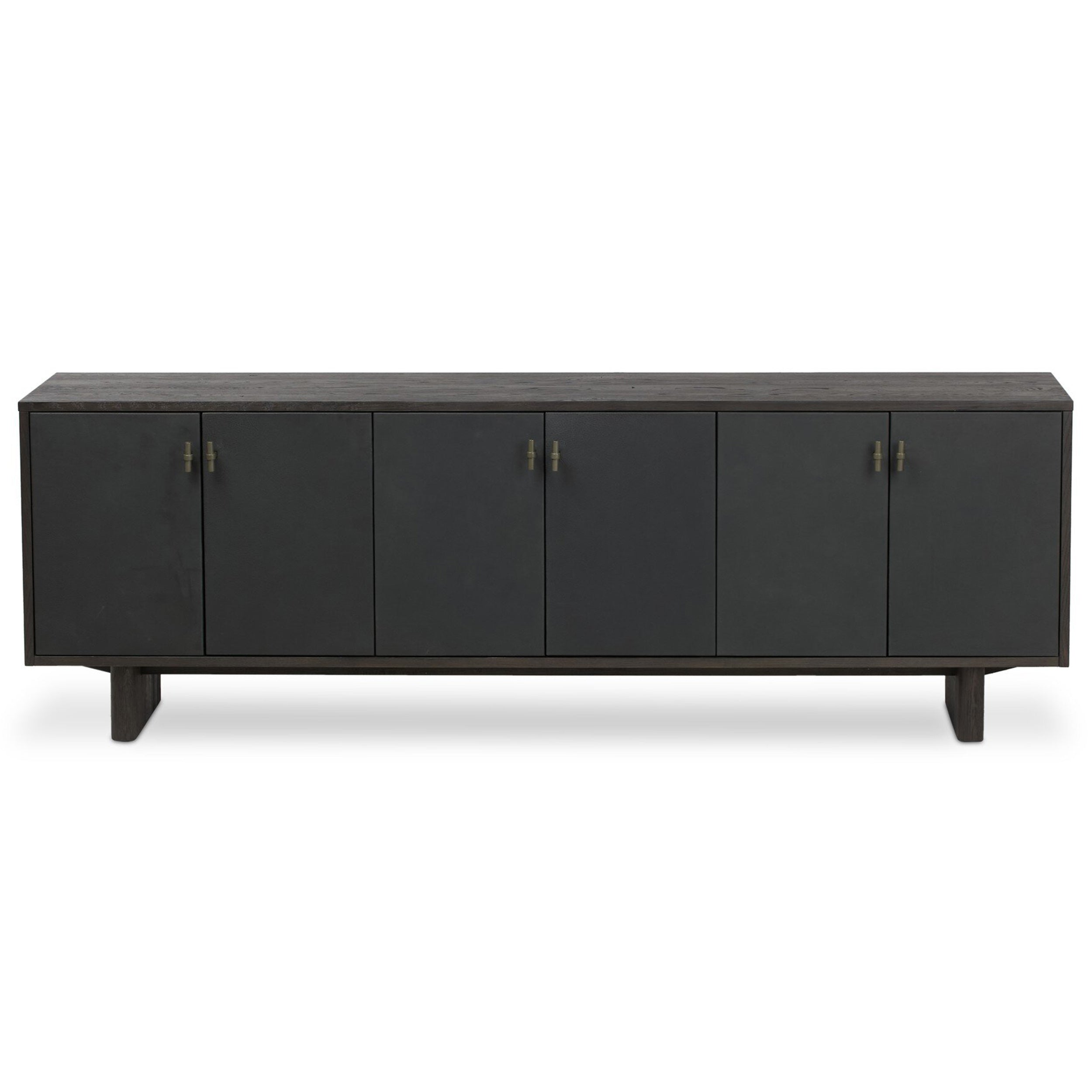 Posada Media Console, Worn Black Oak Veneer