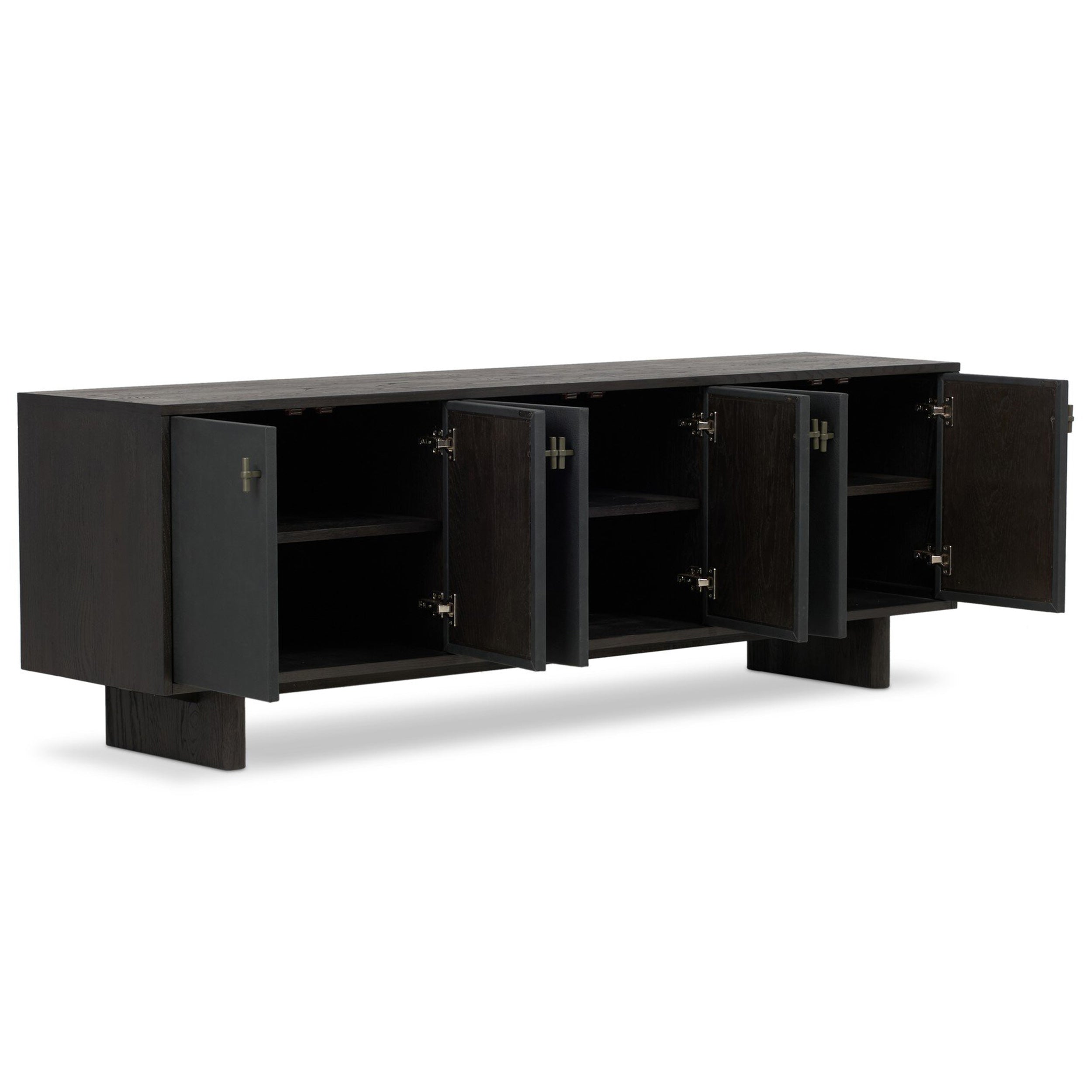 Posada Media Console, Worn Black Oak Veneer